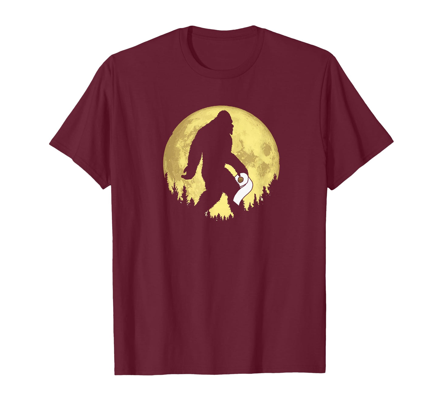 Funny Bigfoot & Toilet Paper Night Time Moon Graphic T-Shirt