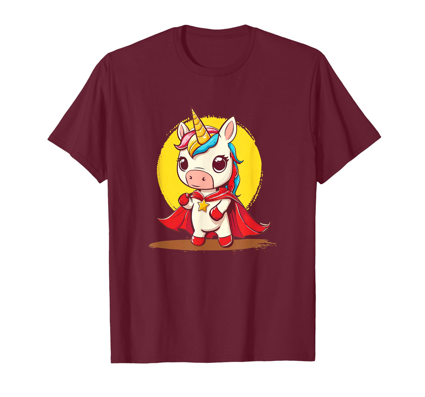 Good-looking Unicorn in Superhero Uniform with Cape T-Shirt