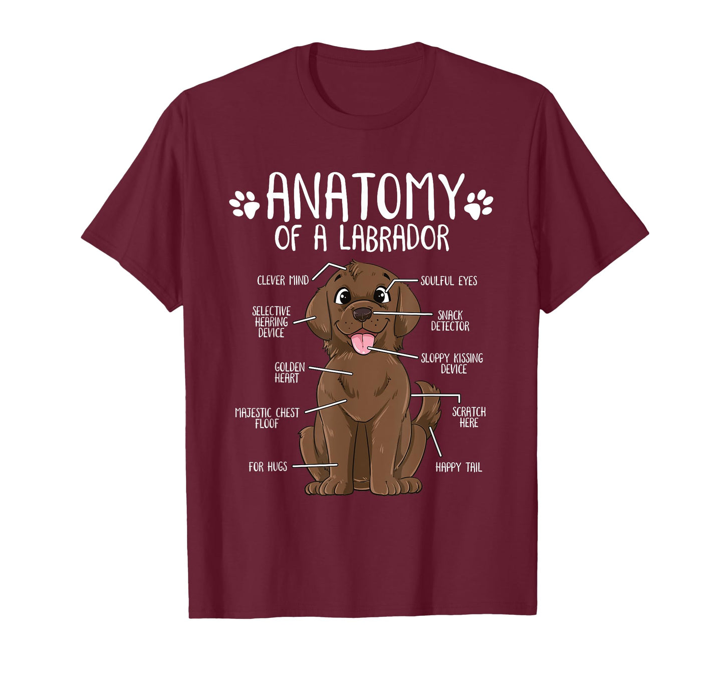 Funny Anatomy Labrador Retriever Chocolate Lab Dog Owner T-Shirt for Men Women Girls Kids