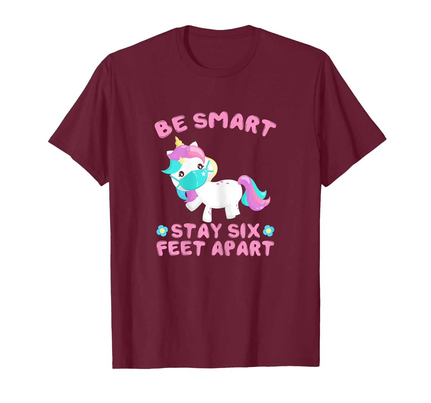 Stay 6 Feet Apart Funny Social Distancing Face Mask Unicorn T-Shirt