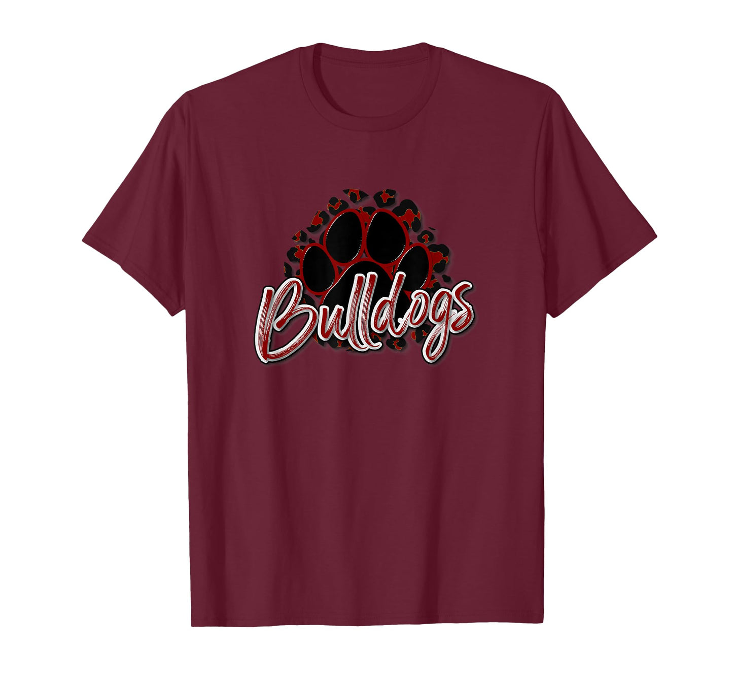 Bulldogs Maroon Black Cheetah School Sports Fan Team Spirit T-Shirt