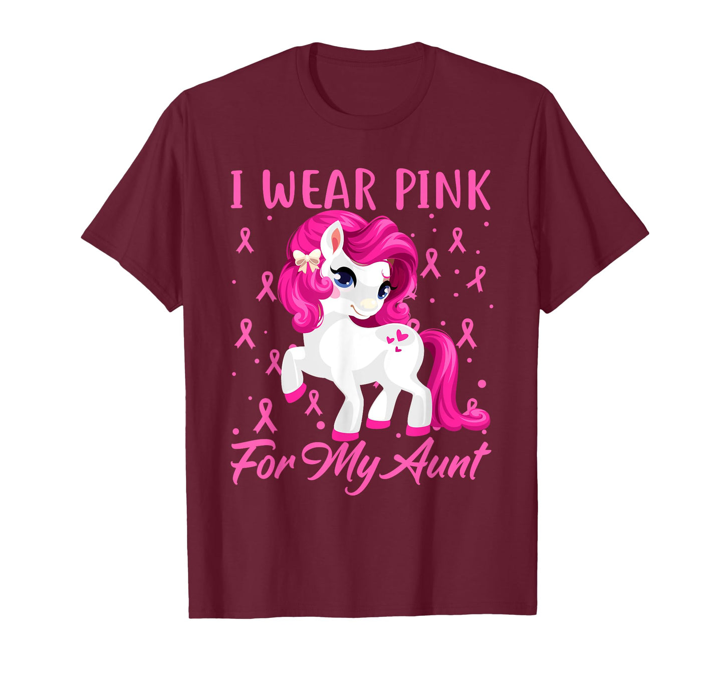 I Wear Pink For My Aunt Breast Cancer Awareness Unicorn T-Shirt