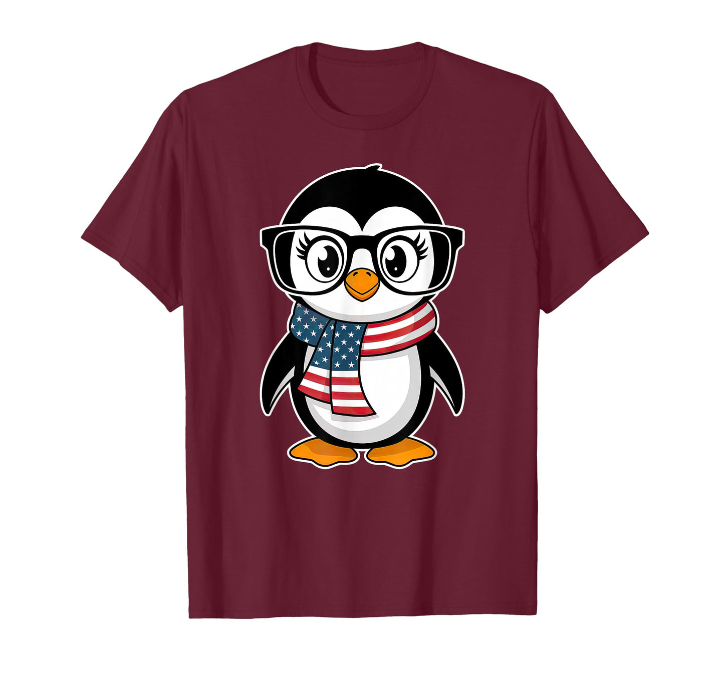 Penguin 4th of July USA American Flag Patriotic Cute T-Shirt