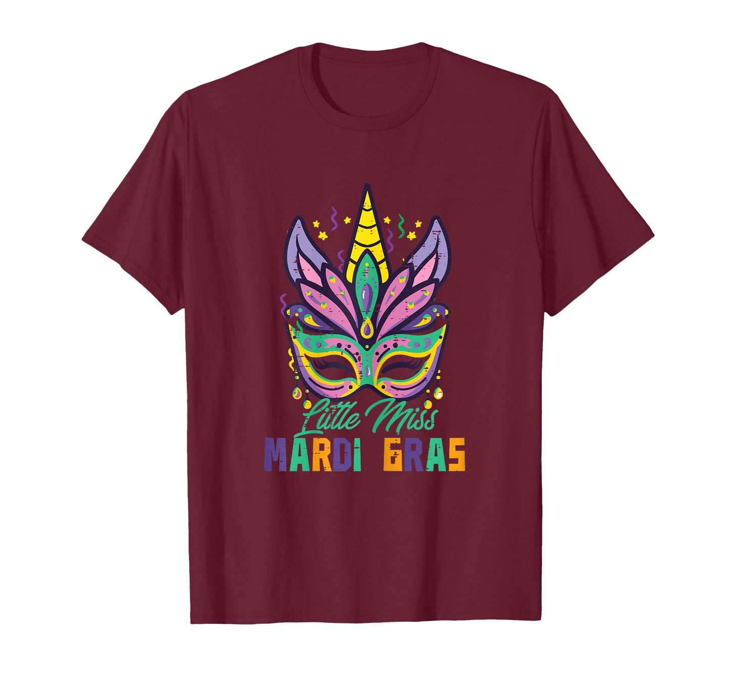 Little Miss Mardi Gras Unicorn Mask Toddler Girls Kids Youth T-Shirt