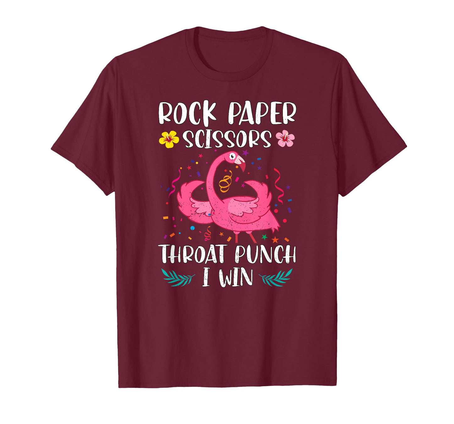 Rock Paper Scissors Throat Punch I Win Funny Flamingo Game T-Shirt