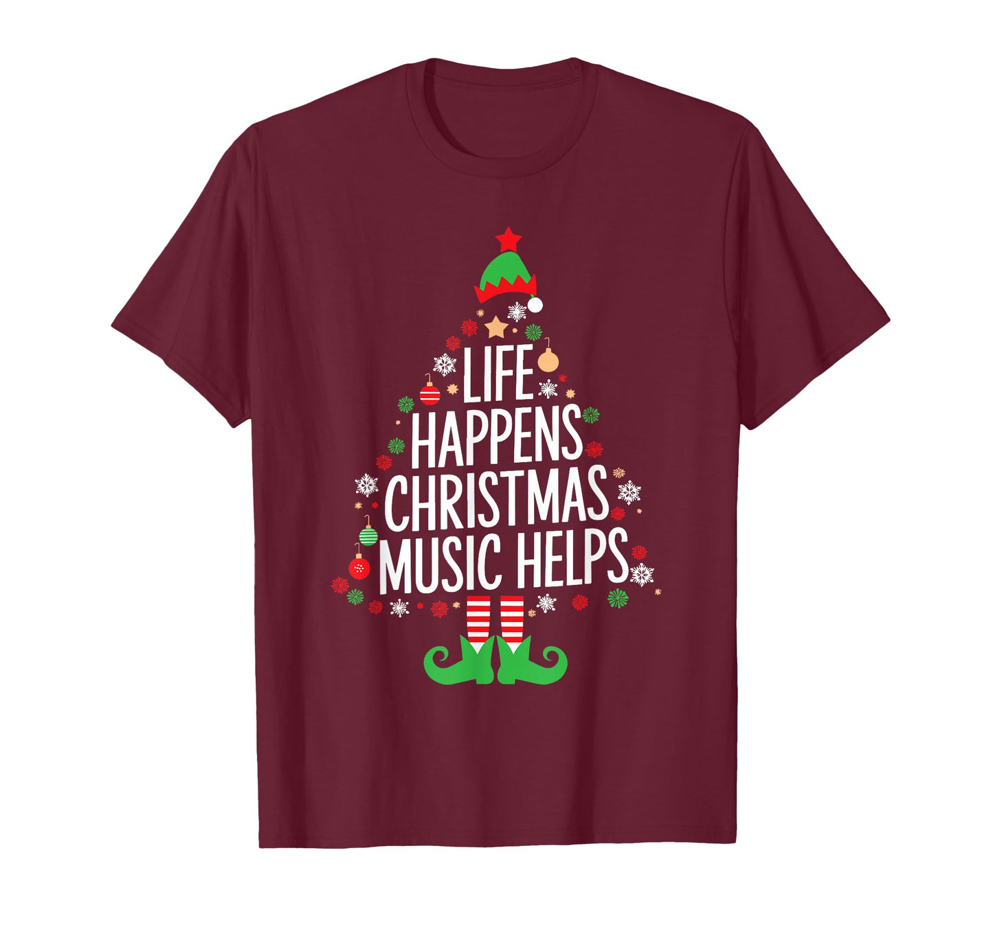 Life Happens Christmas Music Helps Matching Family Christmas T-Shirt