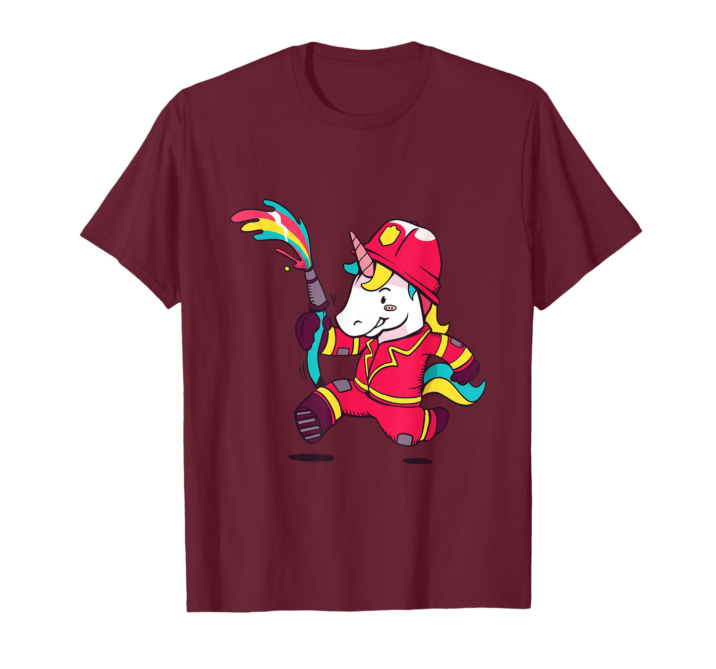 Cute Unicorn Fireman Cartoon Rainbow Unicorn T-Shirt