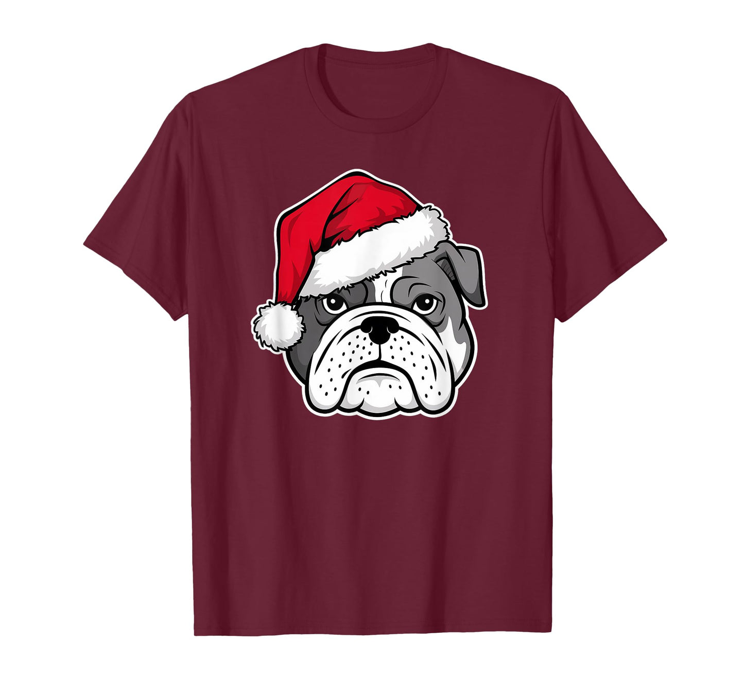 Joyful Bulldog Santa Dog on Bulldog Christmas T-Shirt