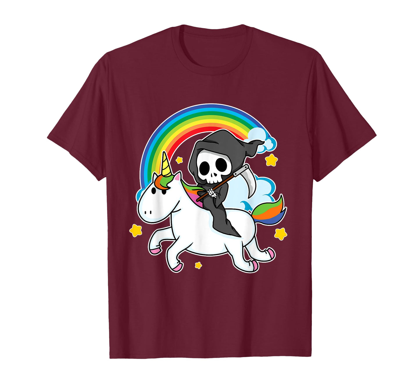 Halloween Unicorn Costume Grim Reaper Riding Unicorn T-Shirt