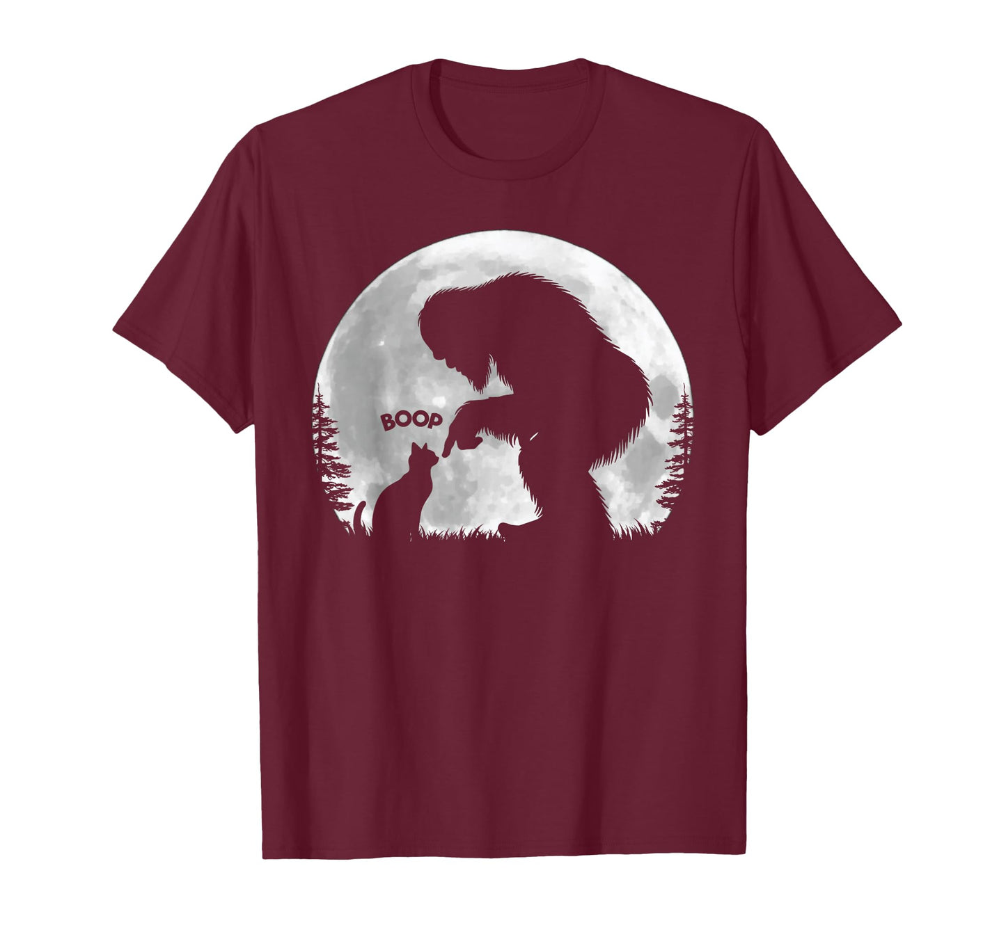 Fun Hand Boop Nose Bigfoot Sasquatch Cat Full Moon T-Shirt