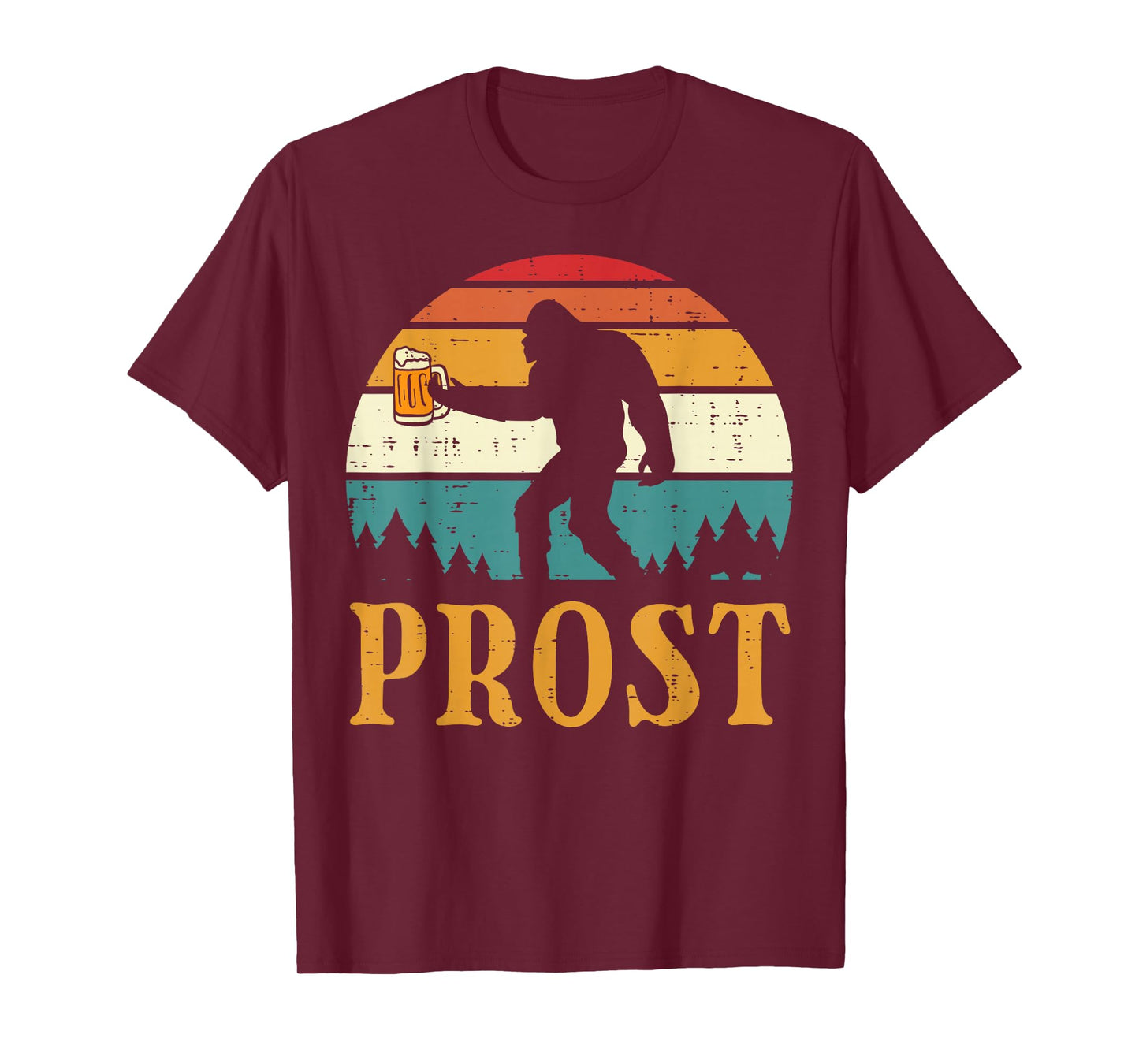 Oktoberfest Bigfoot Sasquatch Prost Retro German Men Women T-Shirt