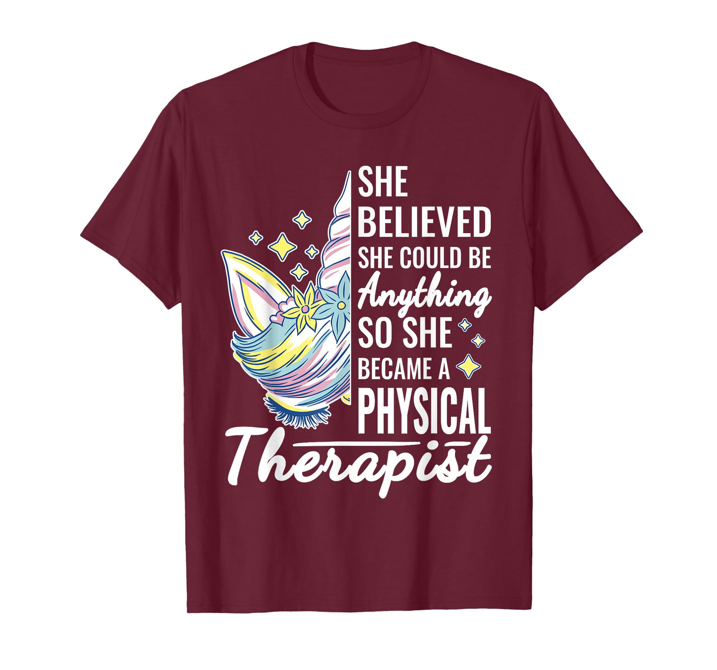women physical therapy funny physical therapist cute unicorn T-Shirt