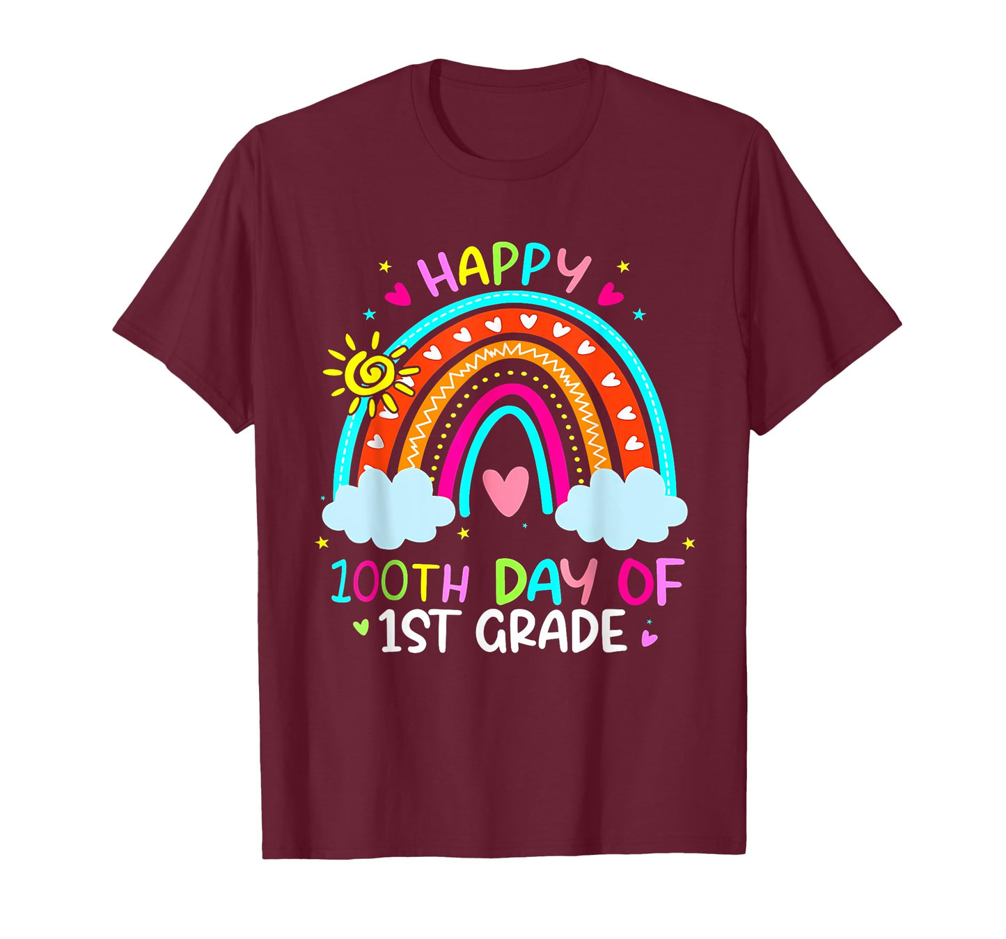 Happy 100th Day Of 1st Grade School Rainbow Teacher Kids T-Shirt
