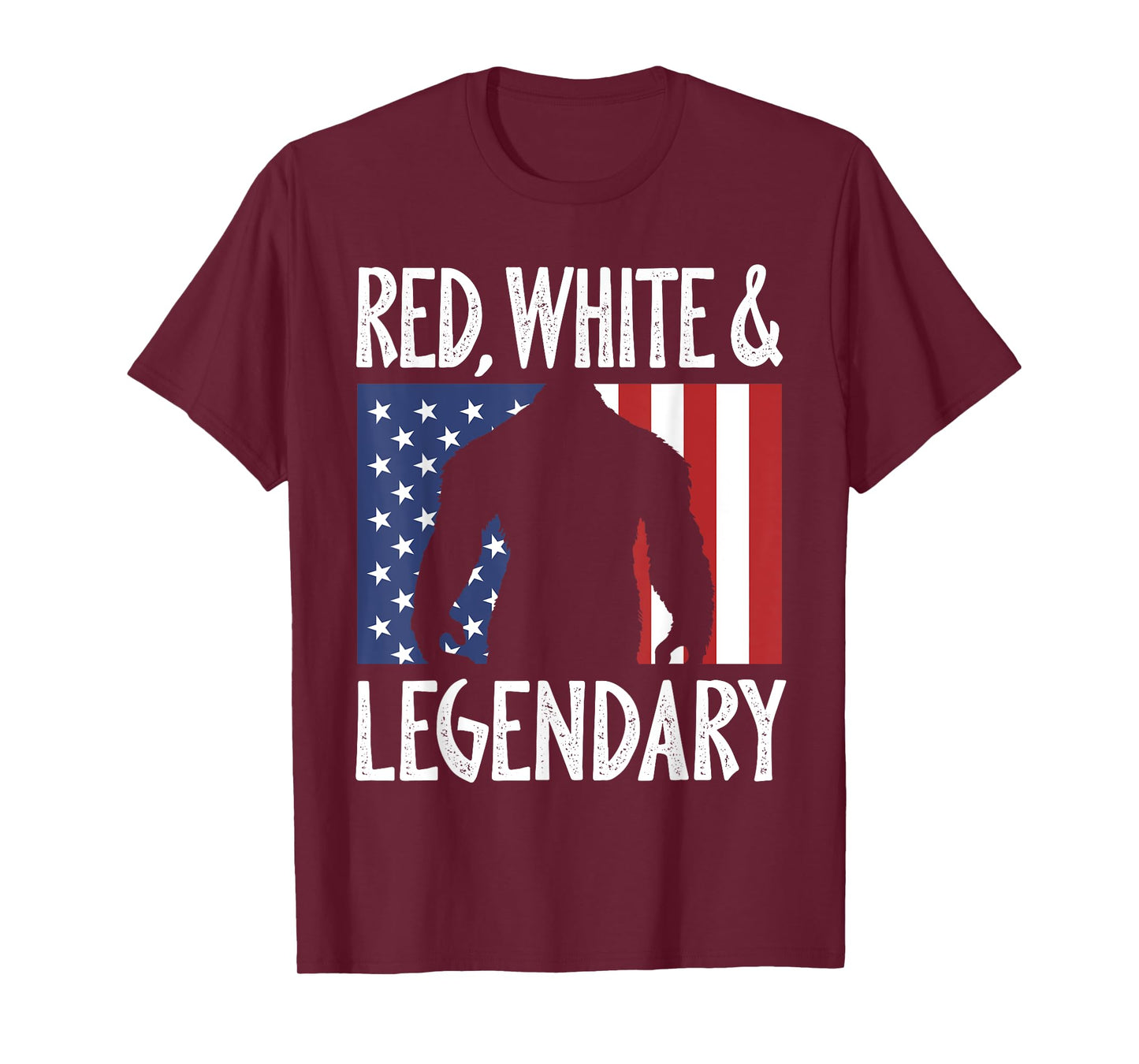 Red White Legendary 4th of July Patriotic Bigfoot Sasquatch T-Shirt