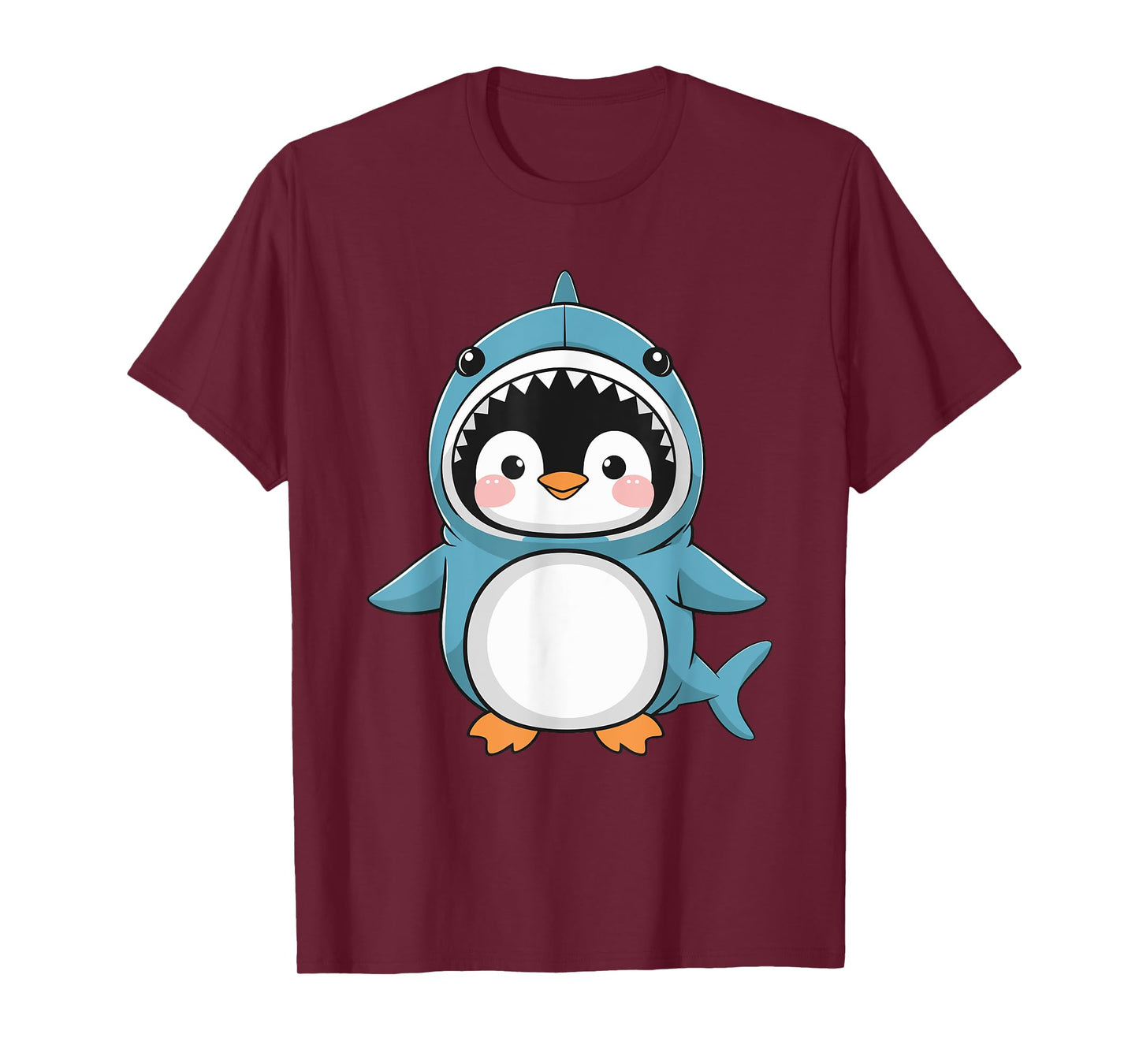 Cute Penguin Dressed As Shark Funny Kawaii Penguin T-Shirt