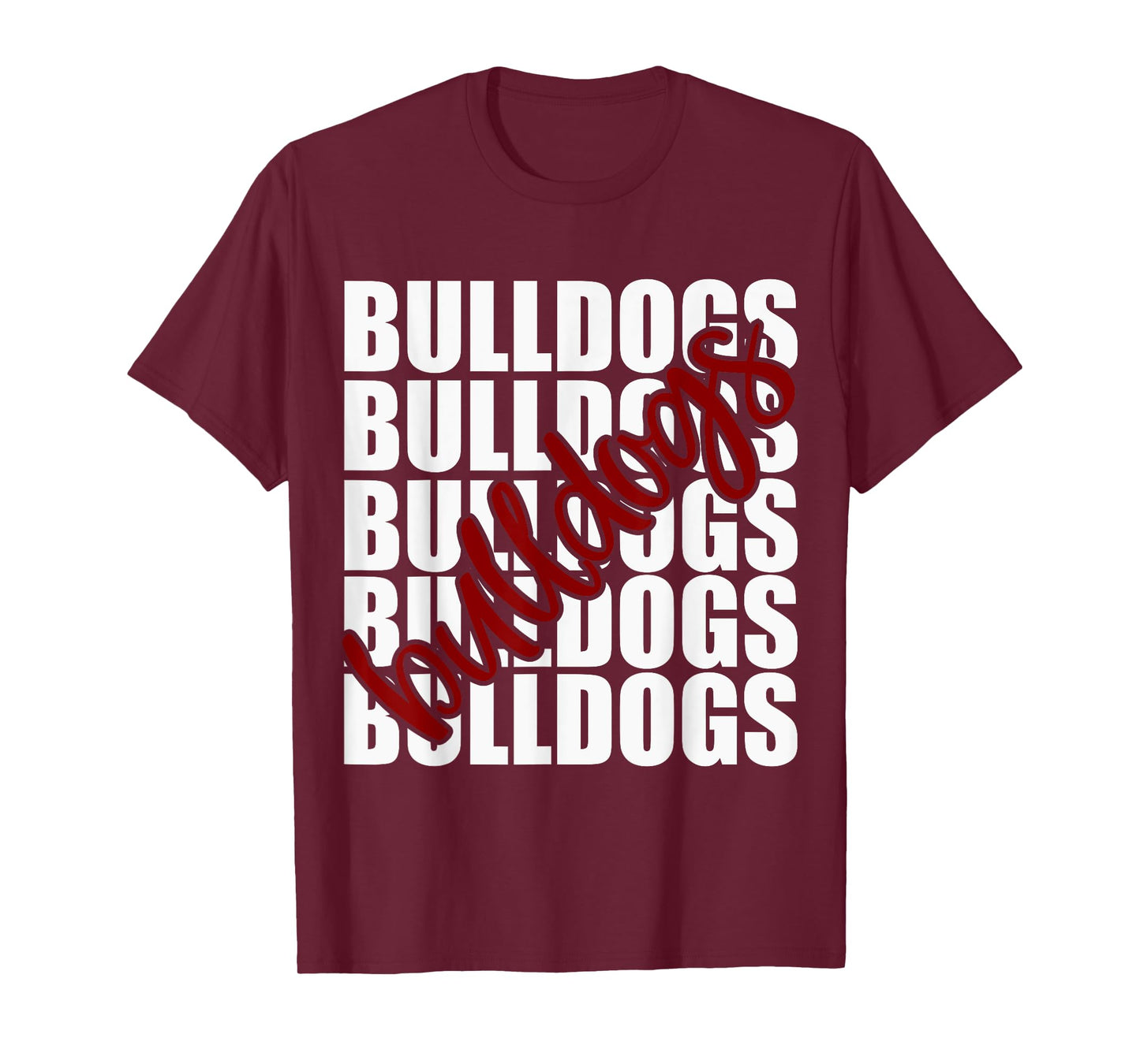 Bulldogs Maroon School Sports Fan Team Spirit T-Shirt