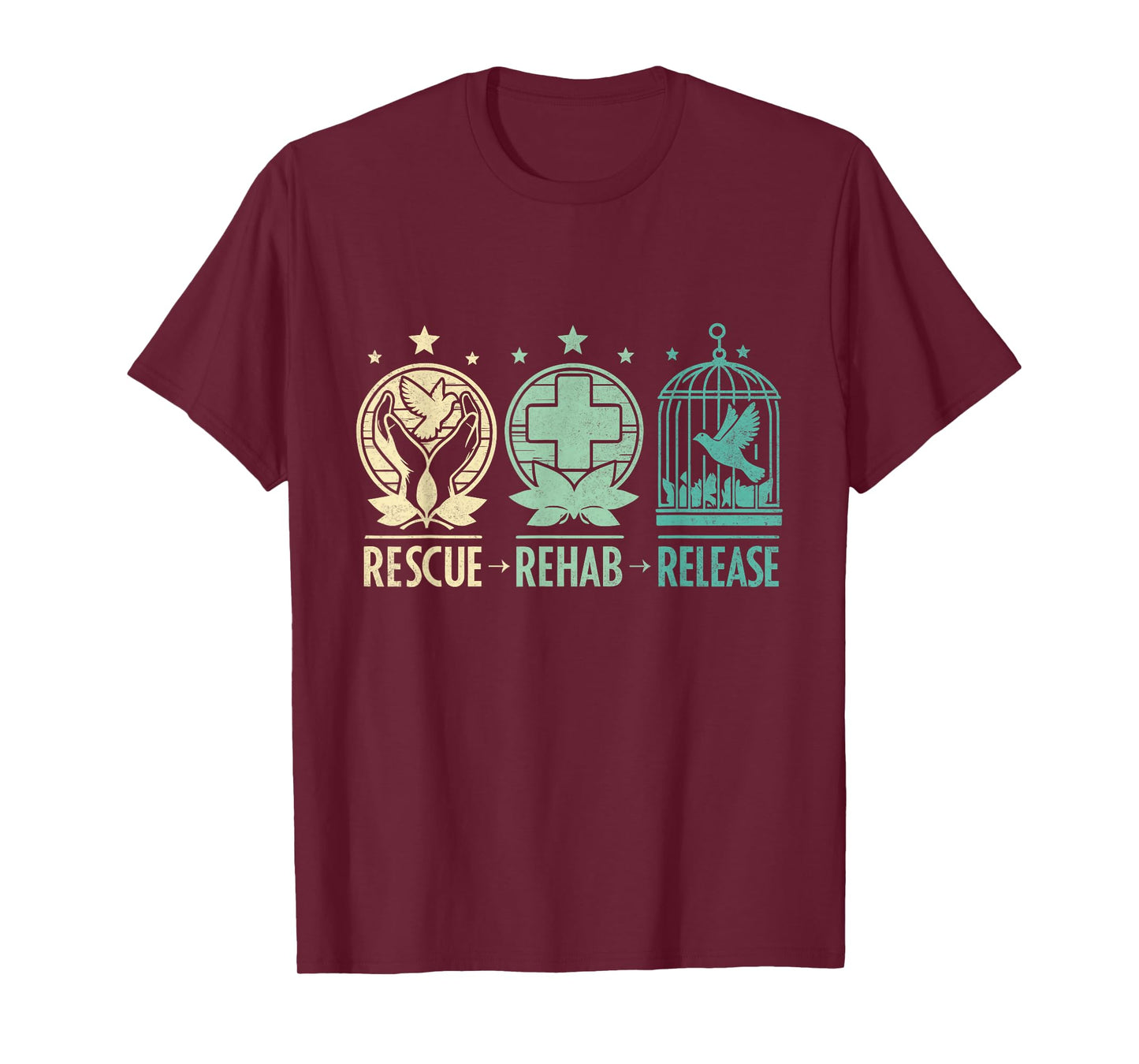 Rescue, Rehab, Release Wildlife Conservation & Care T-Shirt, Small, Black