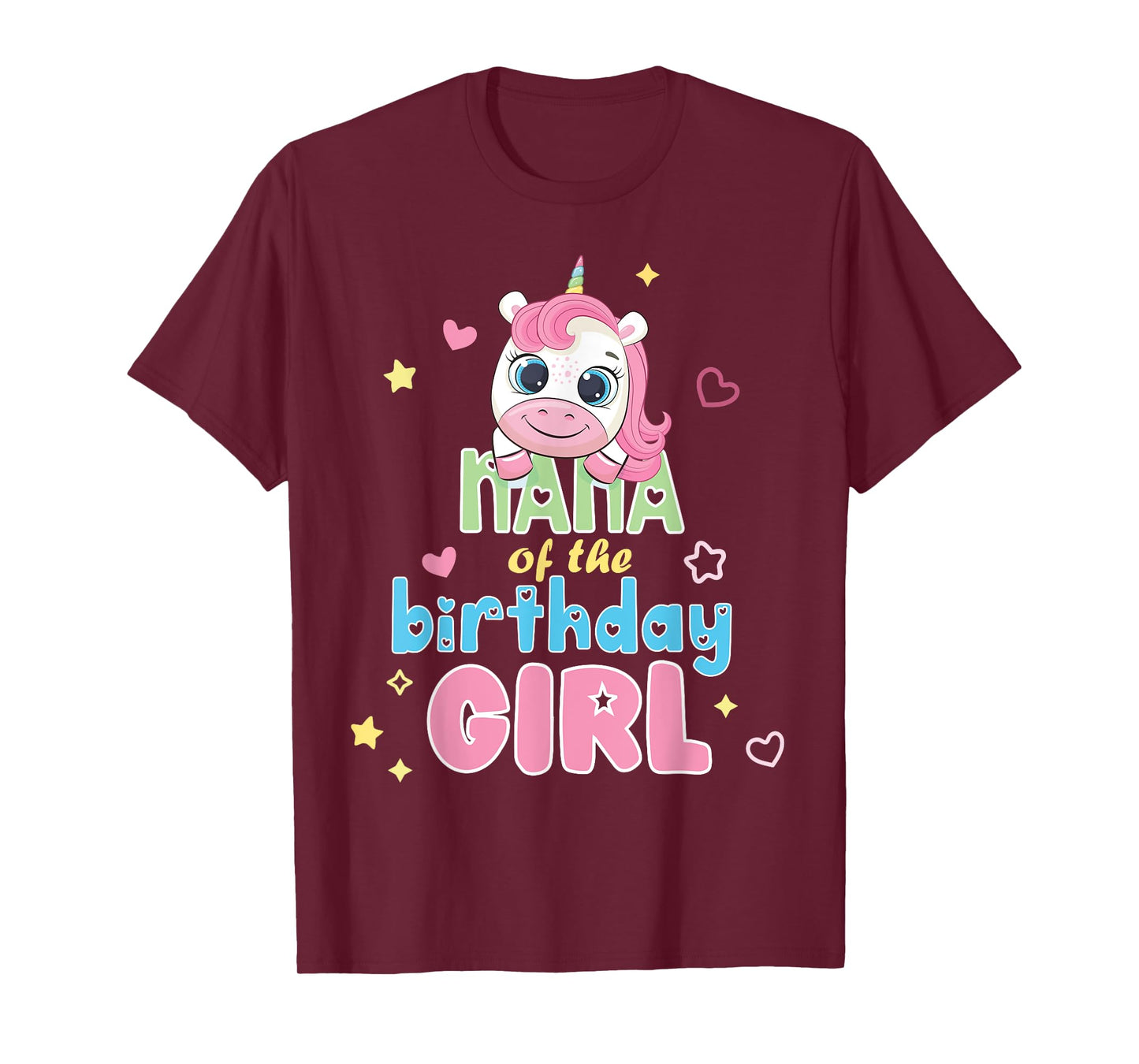 Nana Of Cute Unicorn Birthday Girl Party Matching Family T-Shirt