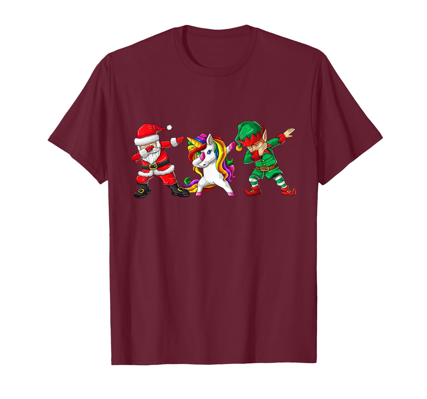 Dabbing Santa Elf Unicorn Christmas Kids Boys Men Xmas Gifts T-Shirt