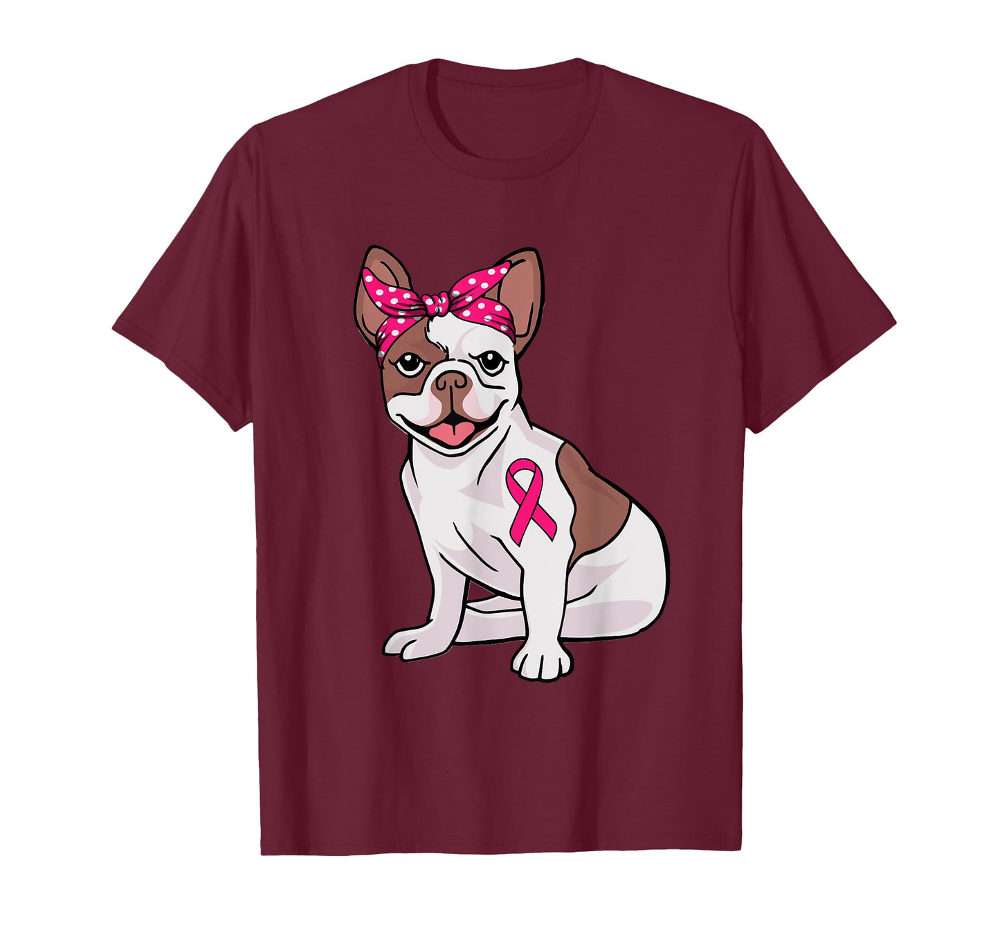 French Bulldog Pink Bandana Breast Cancer Awareness Cute Dog T-Shirt
