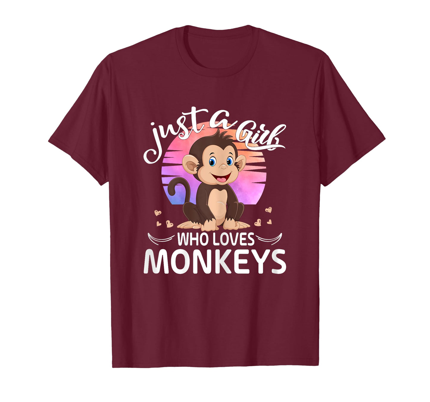 Just A Girl Who Loves Monkeys Cute Monkey Lover Girls Kids T-Shirt