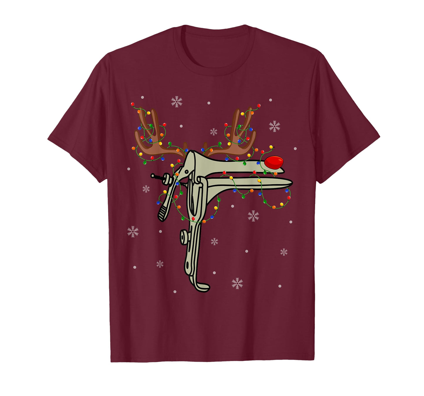 Speculum Reindeer Xmas Light Medical OB GYN Nurse Christmas T-Shirt