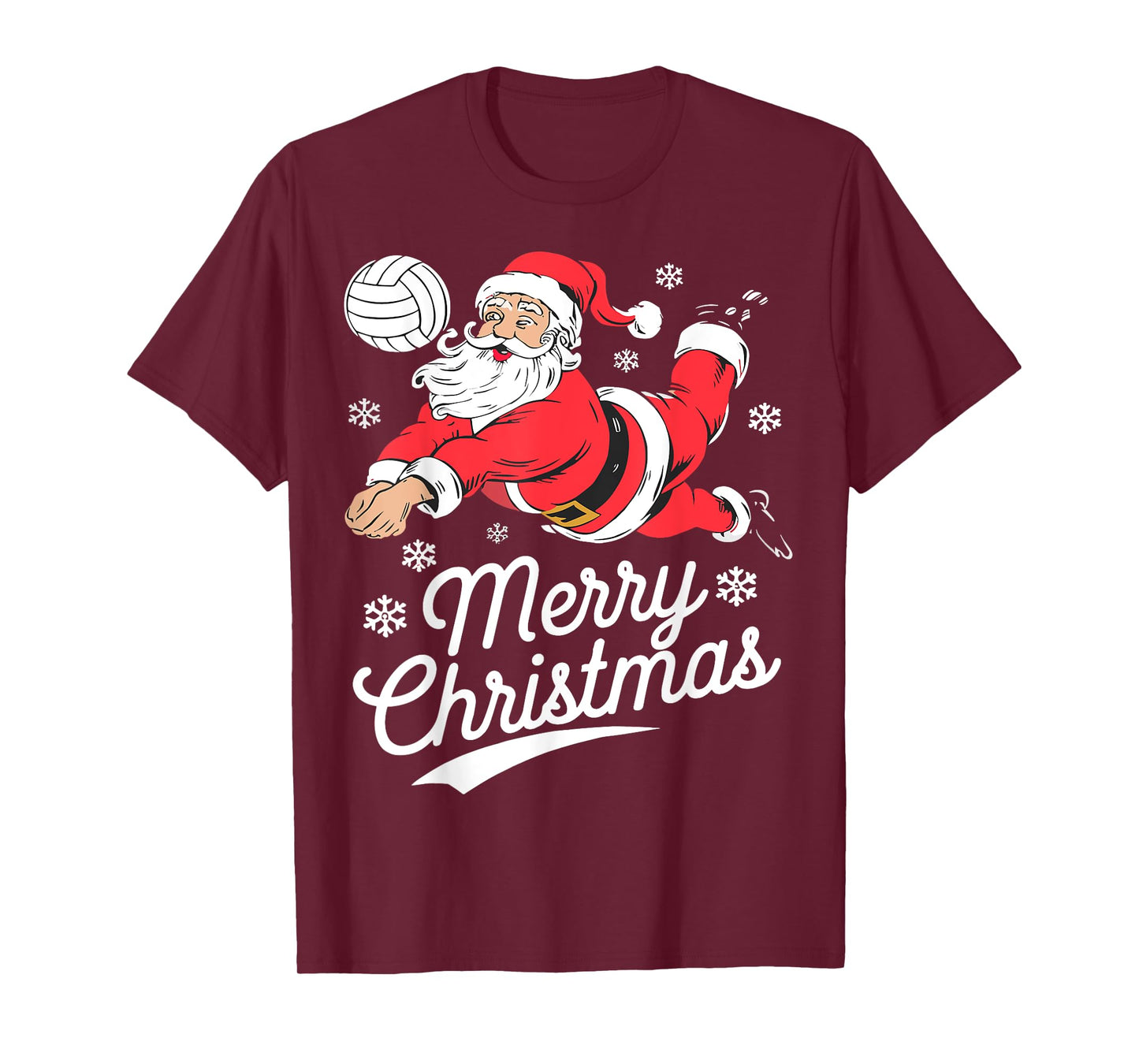 Santa Playing Volleyball Christmas Pajama Cool Sport X-Mas T-Shirt