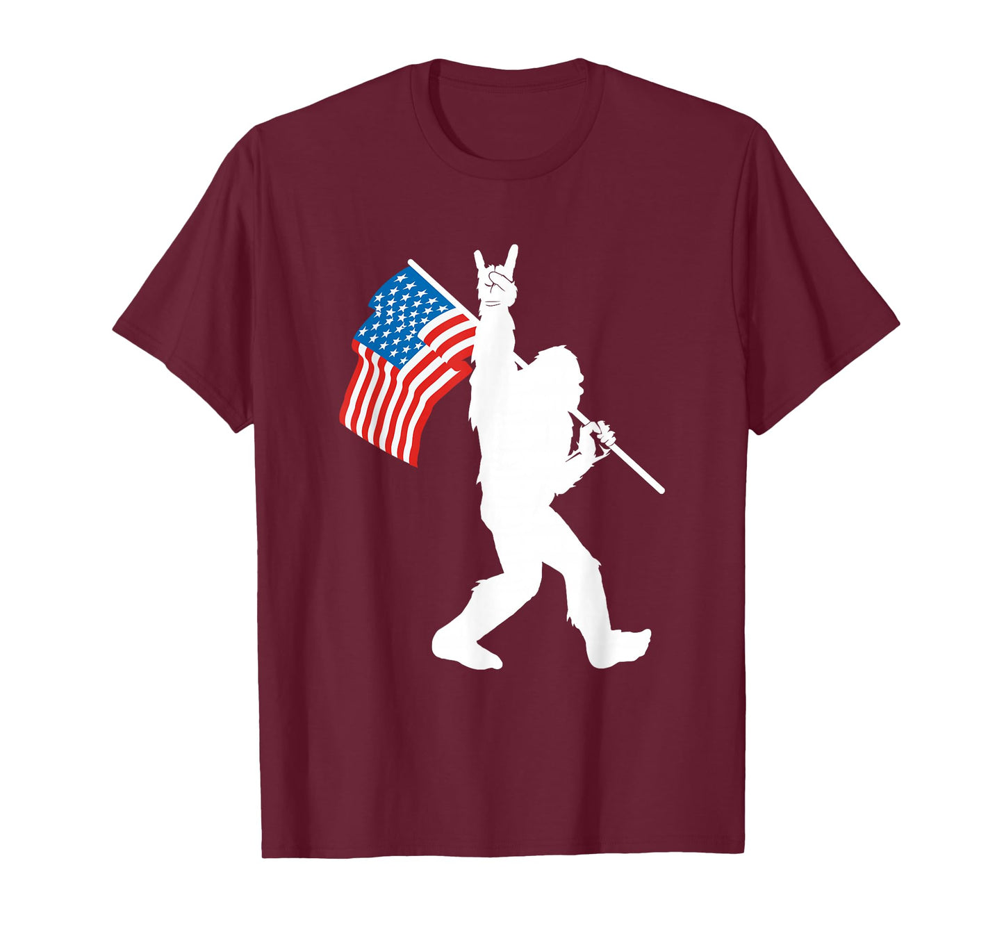 Funny Bigfoot Rock and Roll USA Flag for Sasquatch Believers T-Shirt