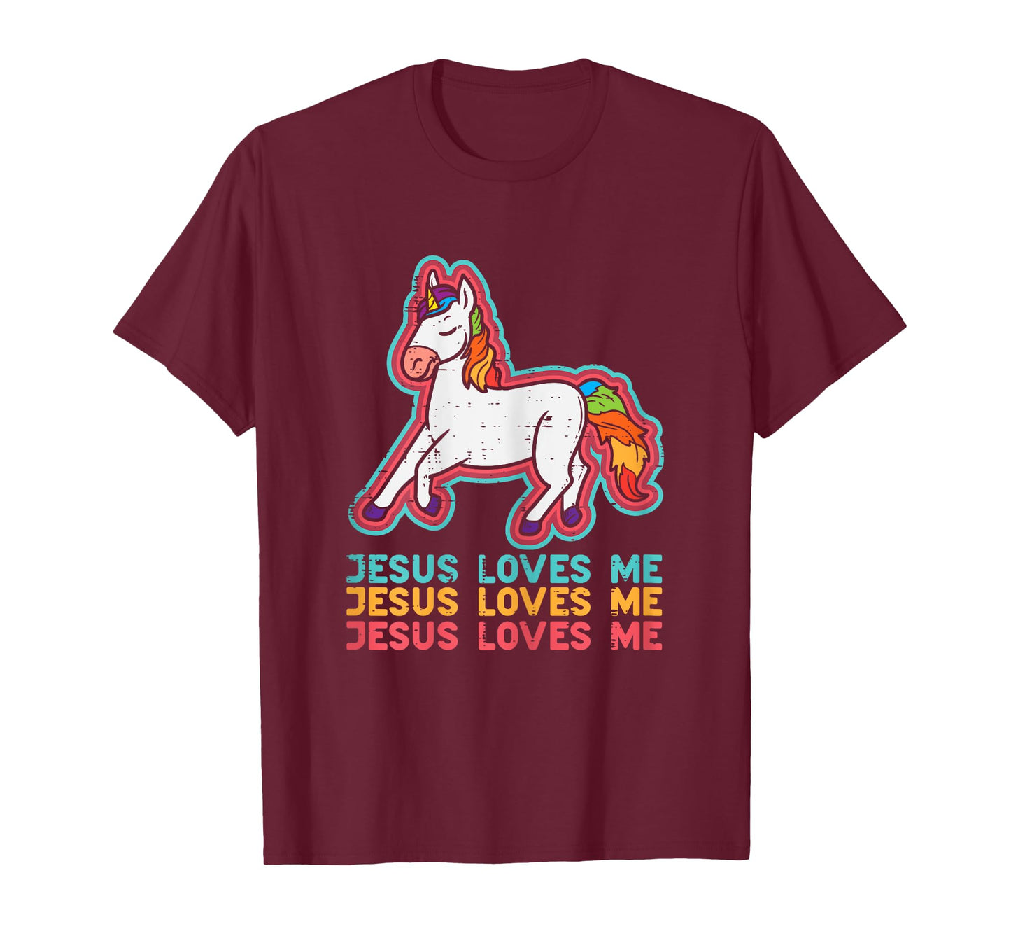 Unicorn Jesus Loves Me Catholic God Christian Women Girls T-Shirt