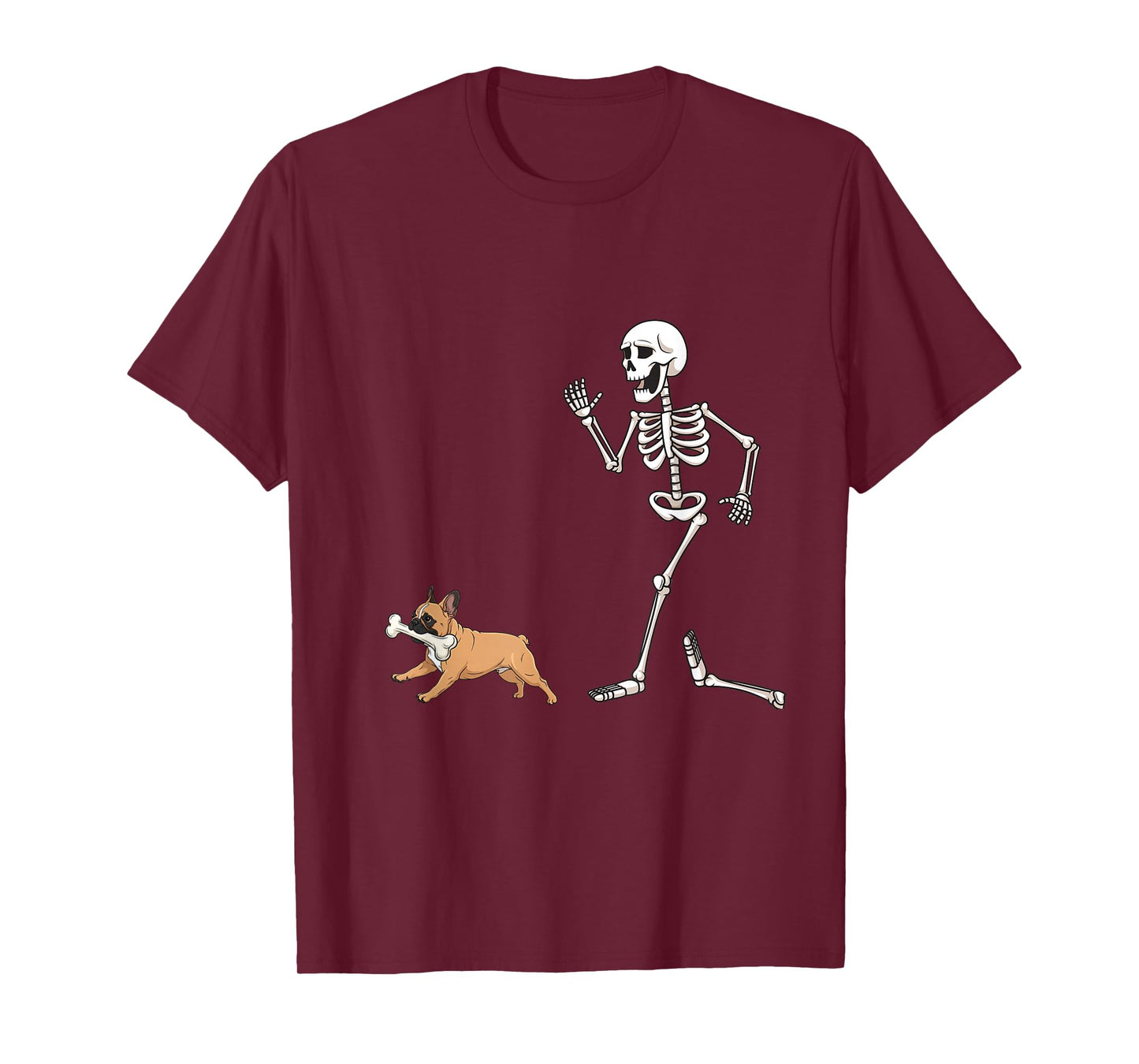 Funny Halloween French Bulldog and Skeleton T-Shirt