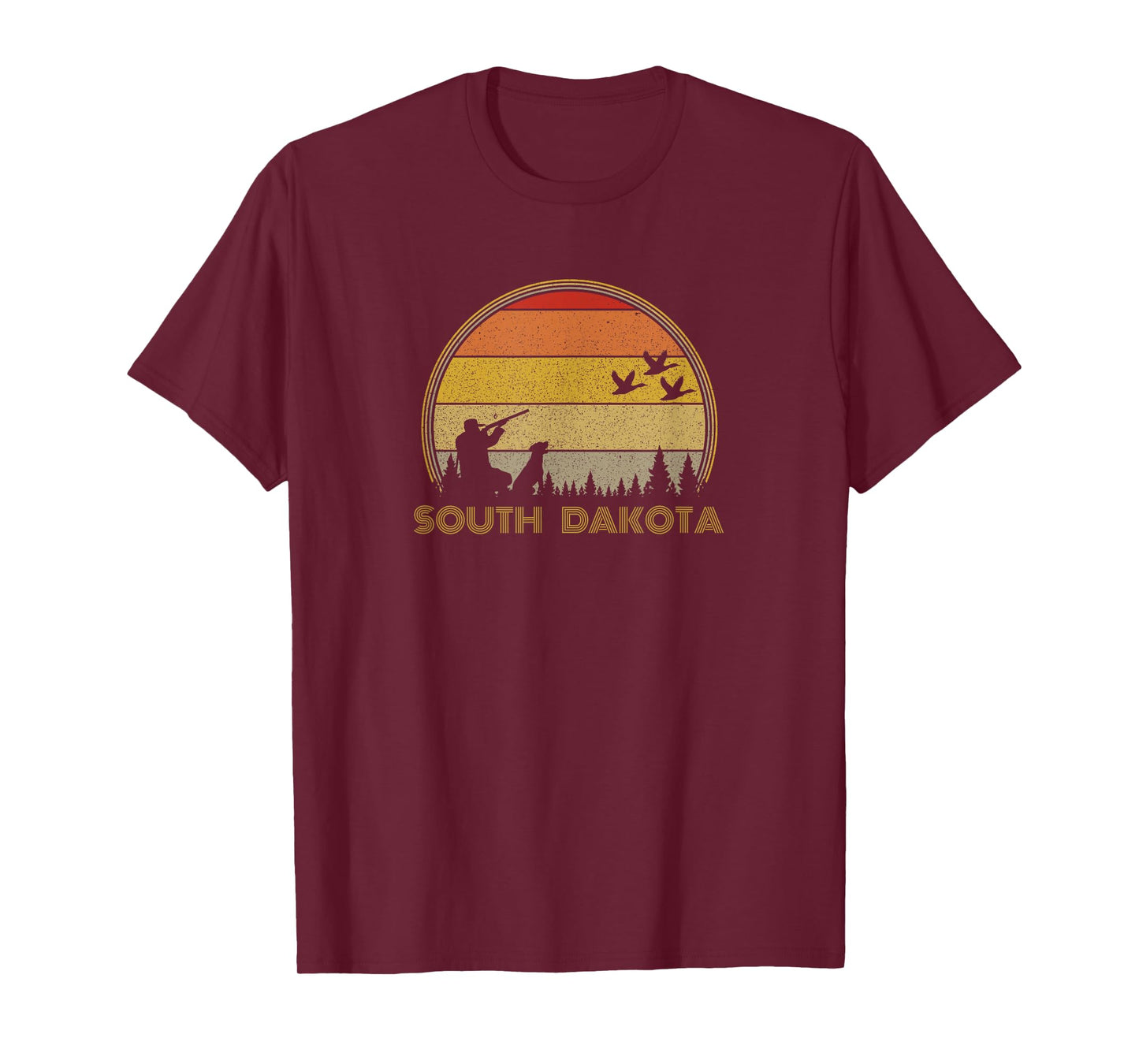 South Dakota Pheasant Hunter Bird Hunting Sunset Retro T-Shirt