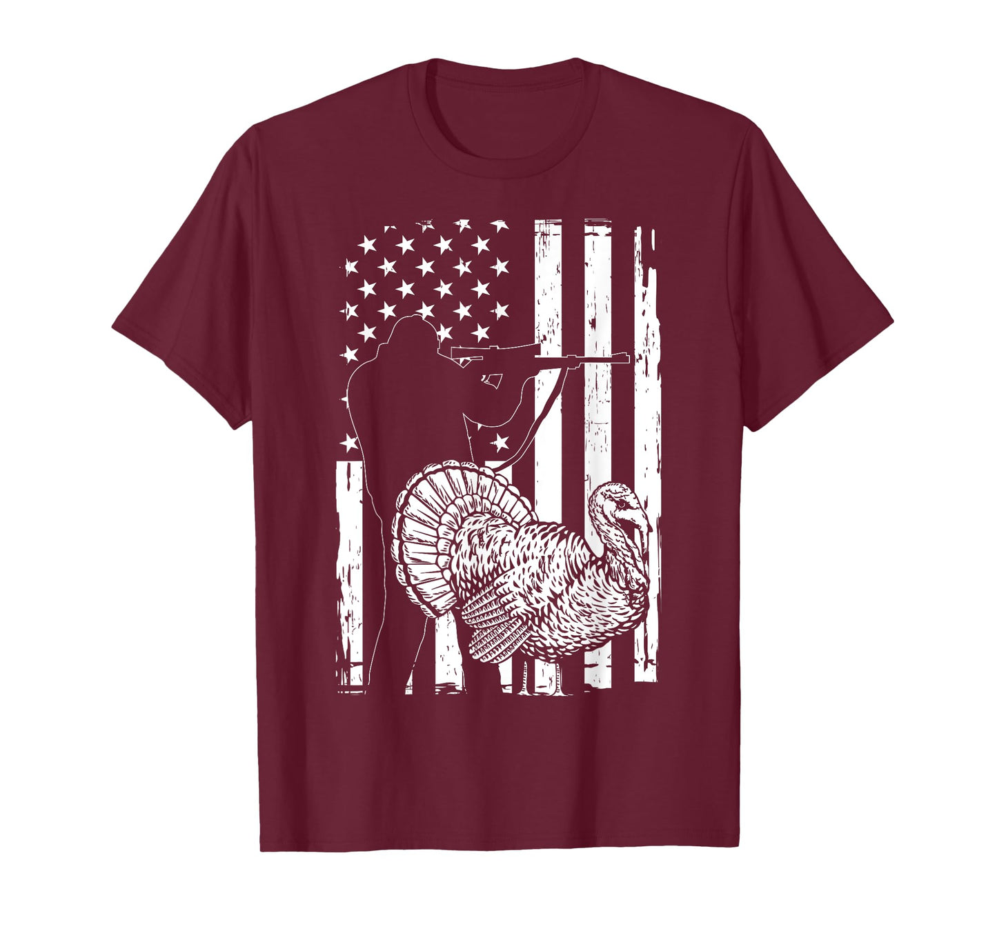 Turkey Hunting American Flag USA Turkey Hunter Women Men T-Shirt