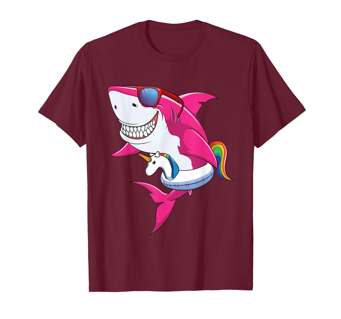 Shark Summer Shirt Girls Women Vacation Pool Unicorn & Shark T-Shirt