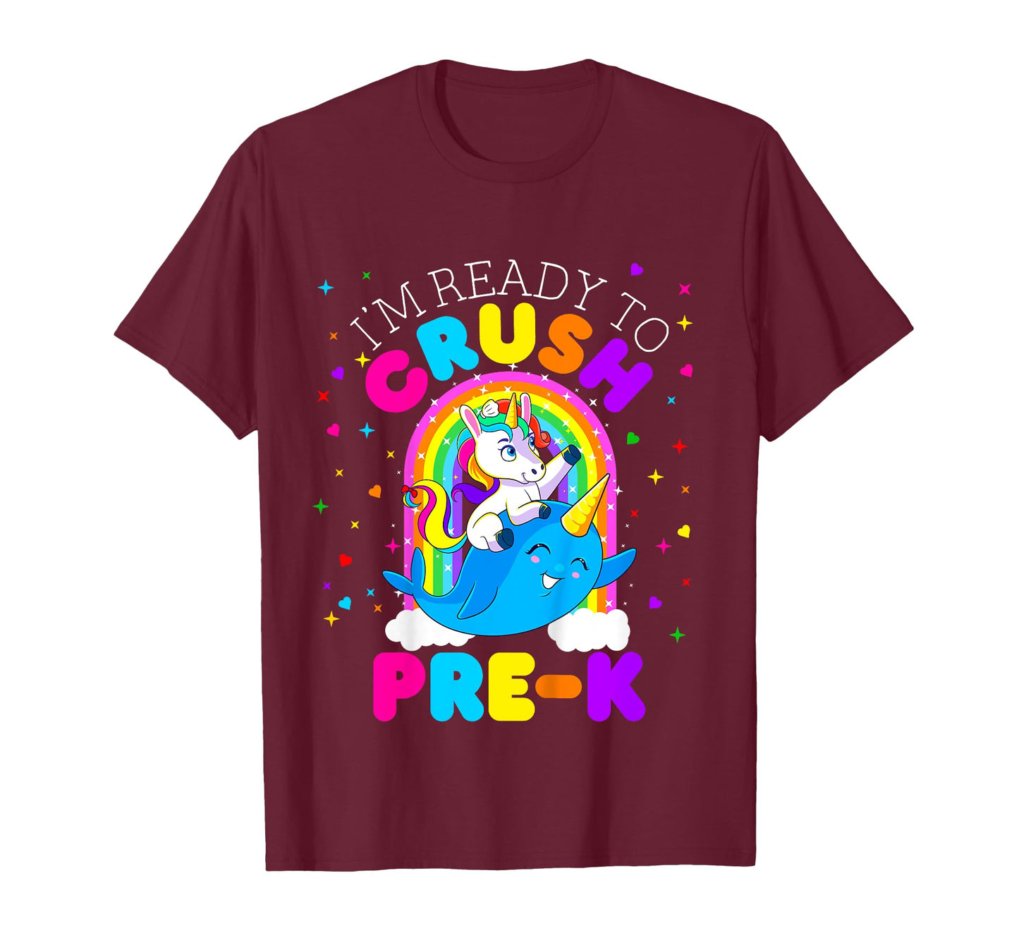 Kids I'm Ready to Crush Pre K Unicorn First Day of PreK Girls T-Shirt