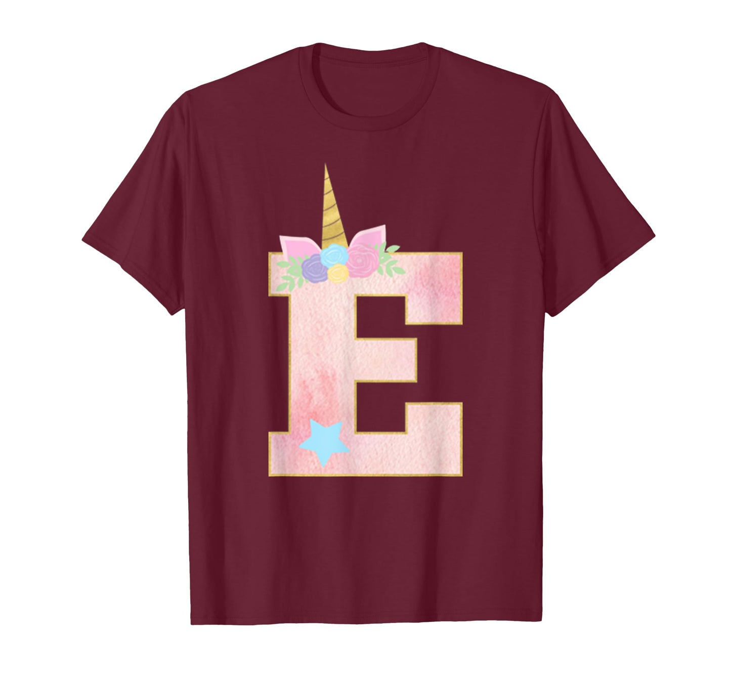 Initial Letter E Unicorn Monogram for Girls Unicorn Birthday T-Shirt