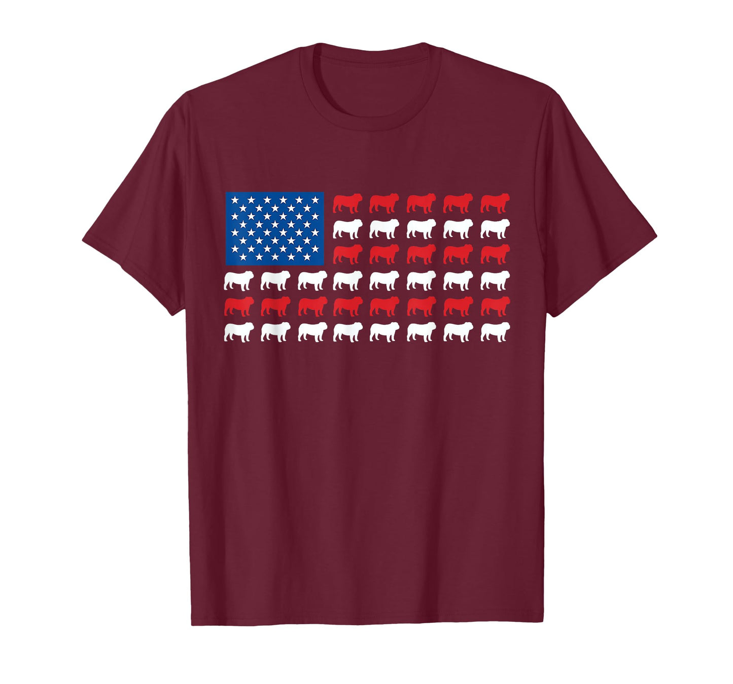 English Bulldog American Flag Patriotic 4th Of July Dog Men Women Kids T-Shirt