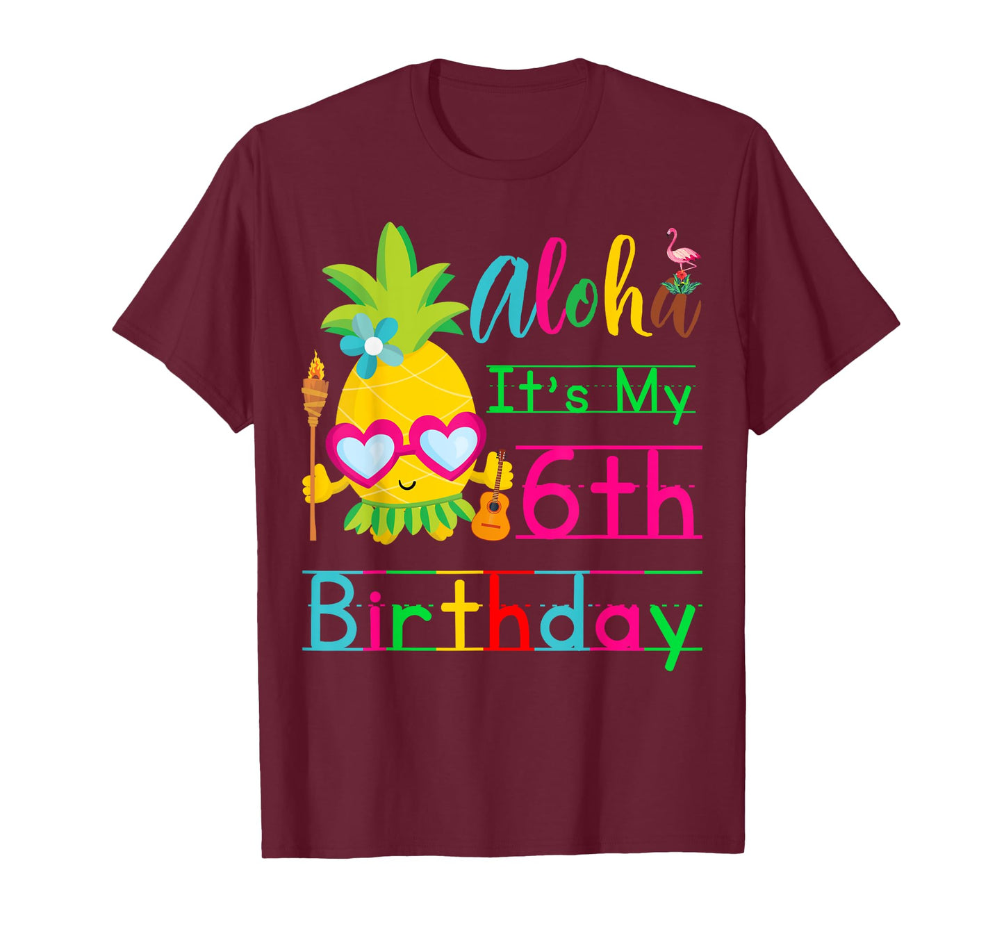 Aloha It's My 6th Birthday Hawaii Second Girls Luau Candles T-Shirt