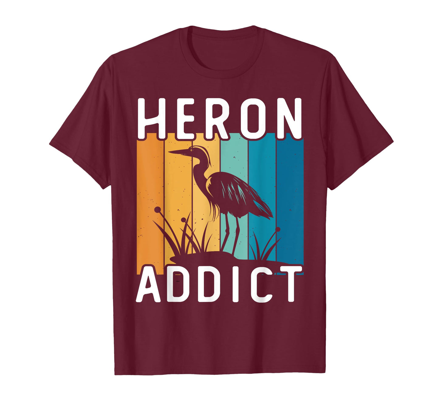 Retro Birding Heron Addict Bird T-Shirt