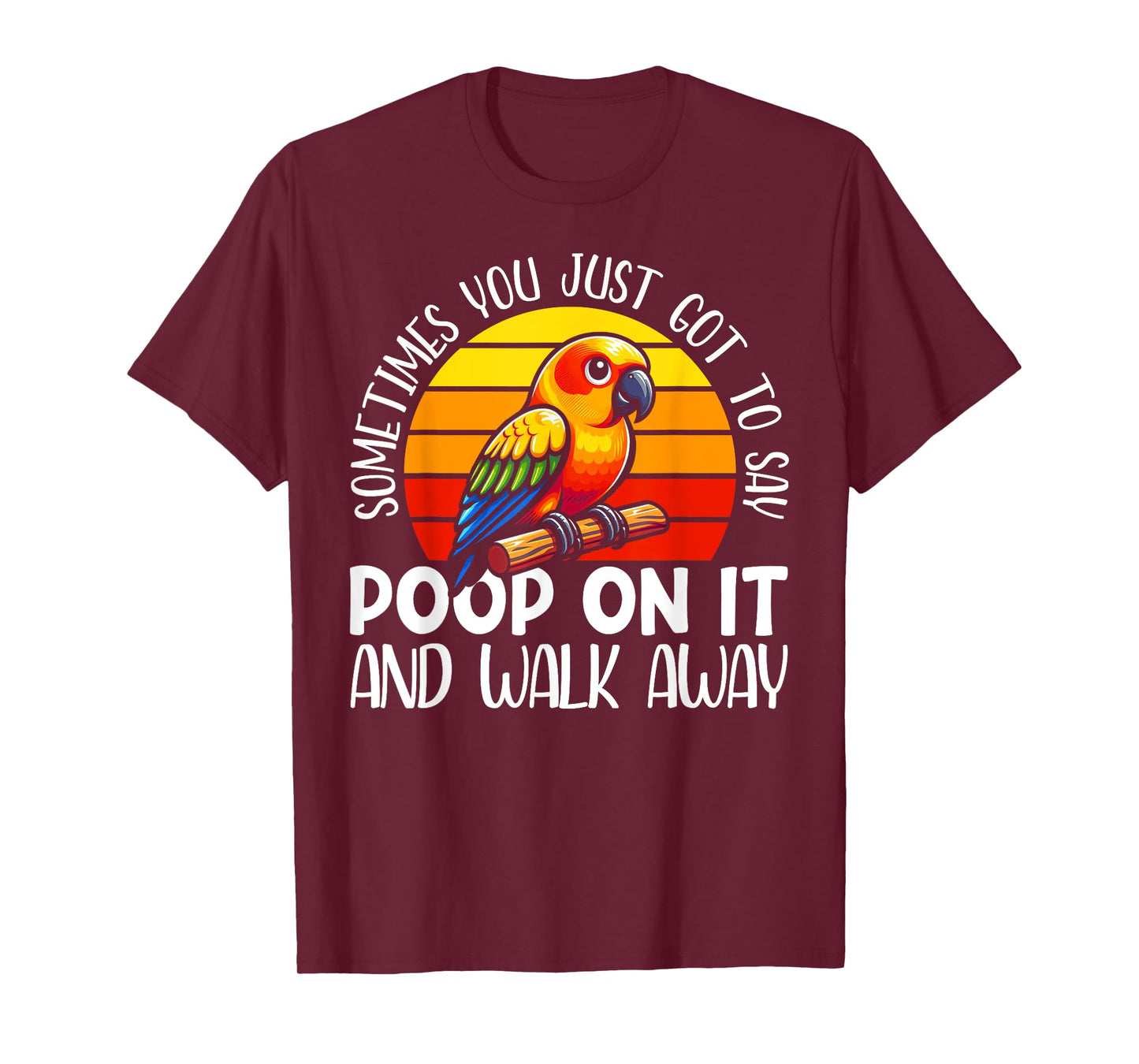 Sun Conure Parakeet Tee - Unisex Adults, Kids - Black - Bird Print - Short Sleeve - T-Shirt - Small