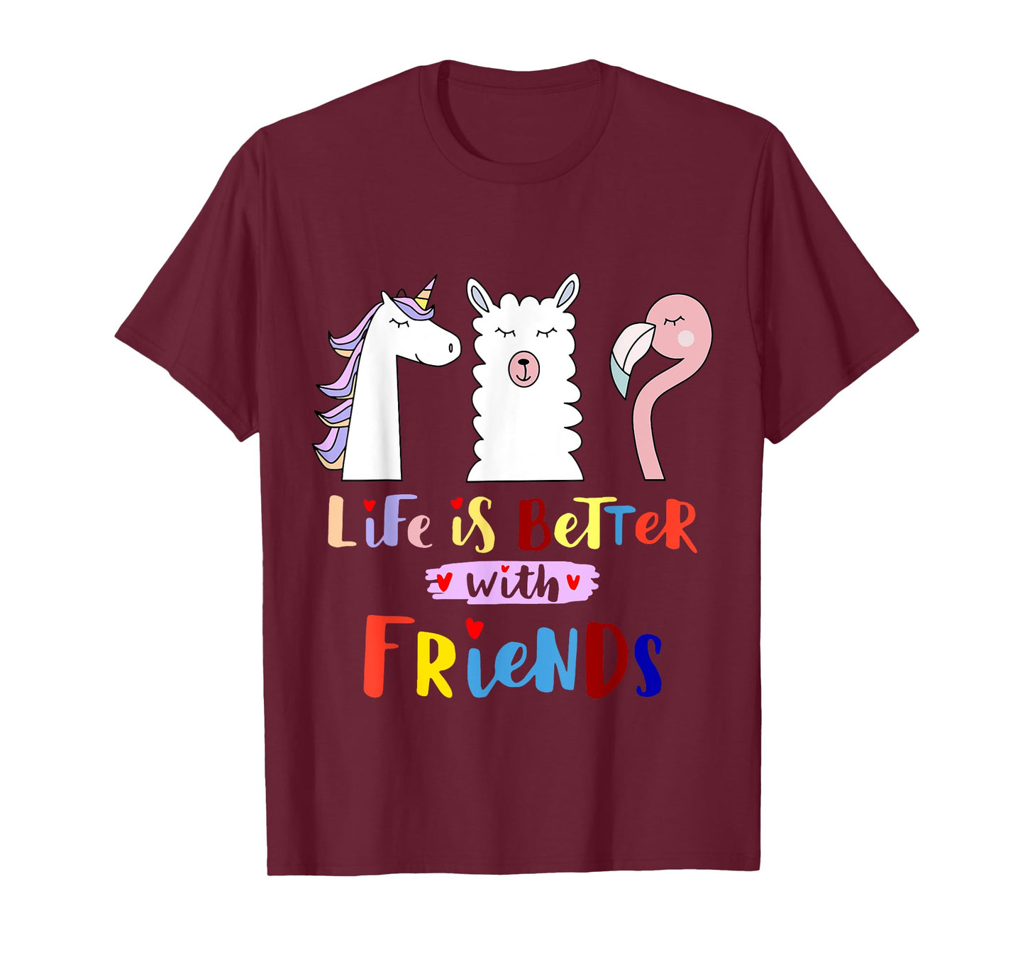 Das Leben besser mit mein Freunde - Llama Unicorn Flamingo T-Shirt