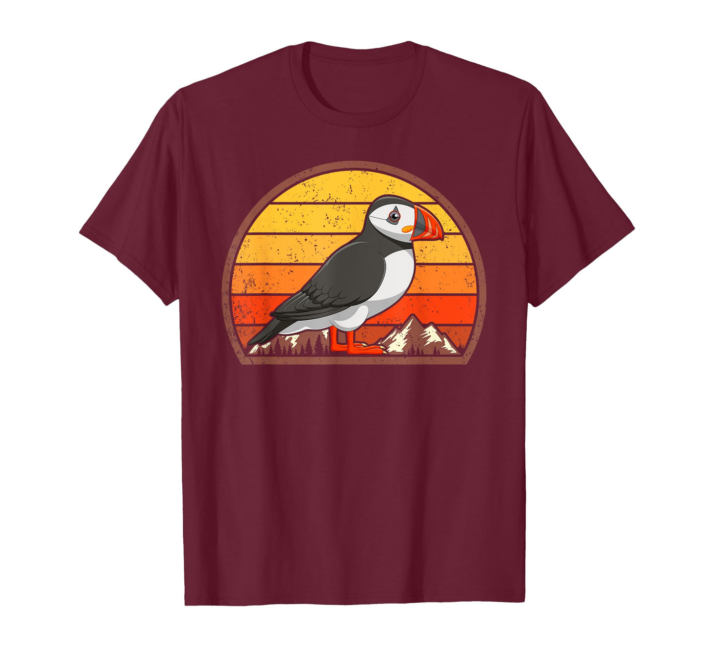 Sunset Puffin Lover Gift Vintage Retro Puffin T-Shirt
