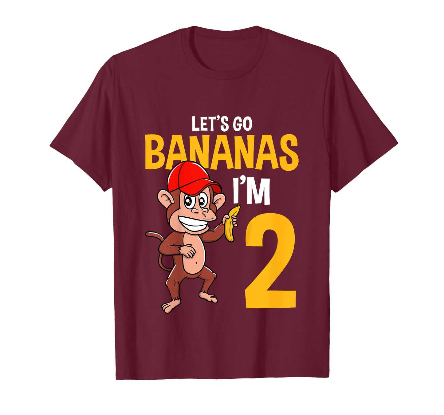 Lets Go Bananas 2nd Birthday Monkey 2 Year Old Boy Girl T-Shirt