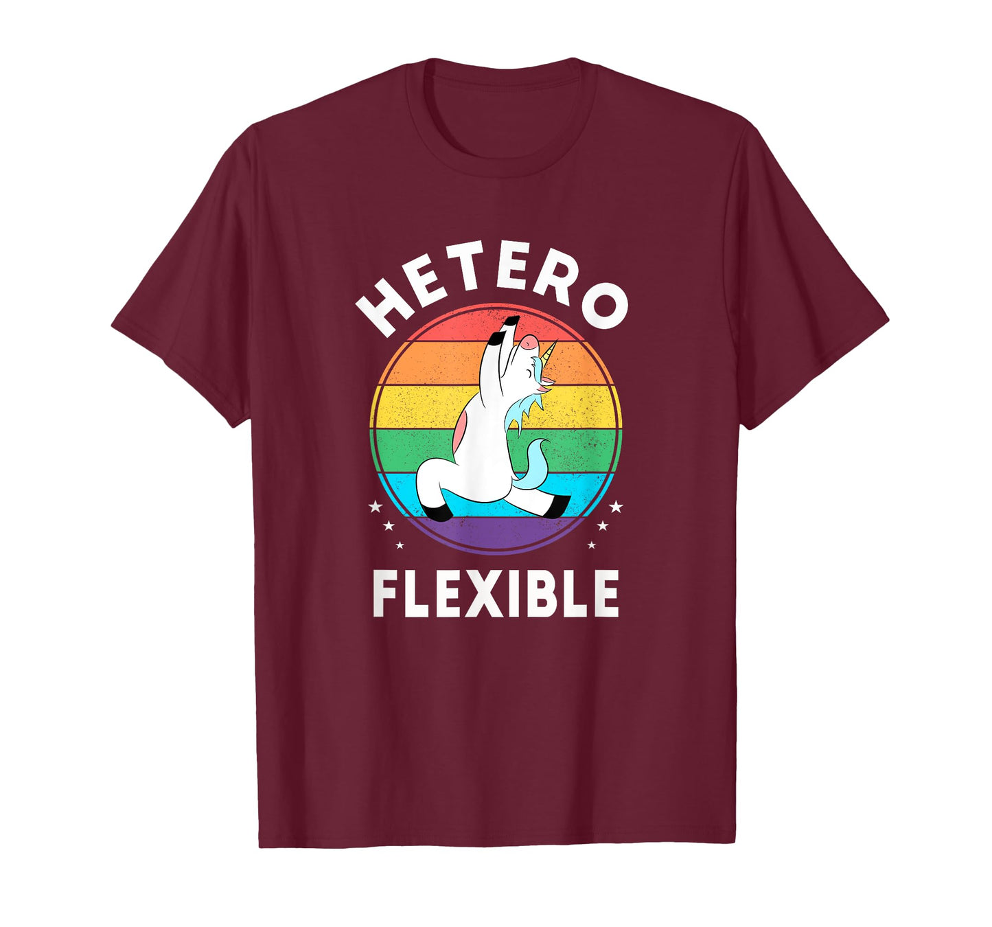Heteroflexible Funny Yoga Unicorn Queer Ally Gay Pride Stuff T-Shirt