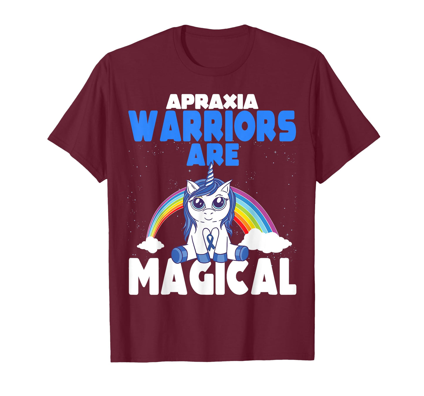 Apraxia Awareness Blue Ribbon Cute Magical Unicorn T-Shirt