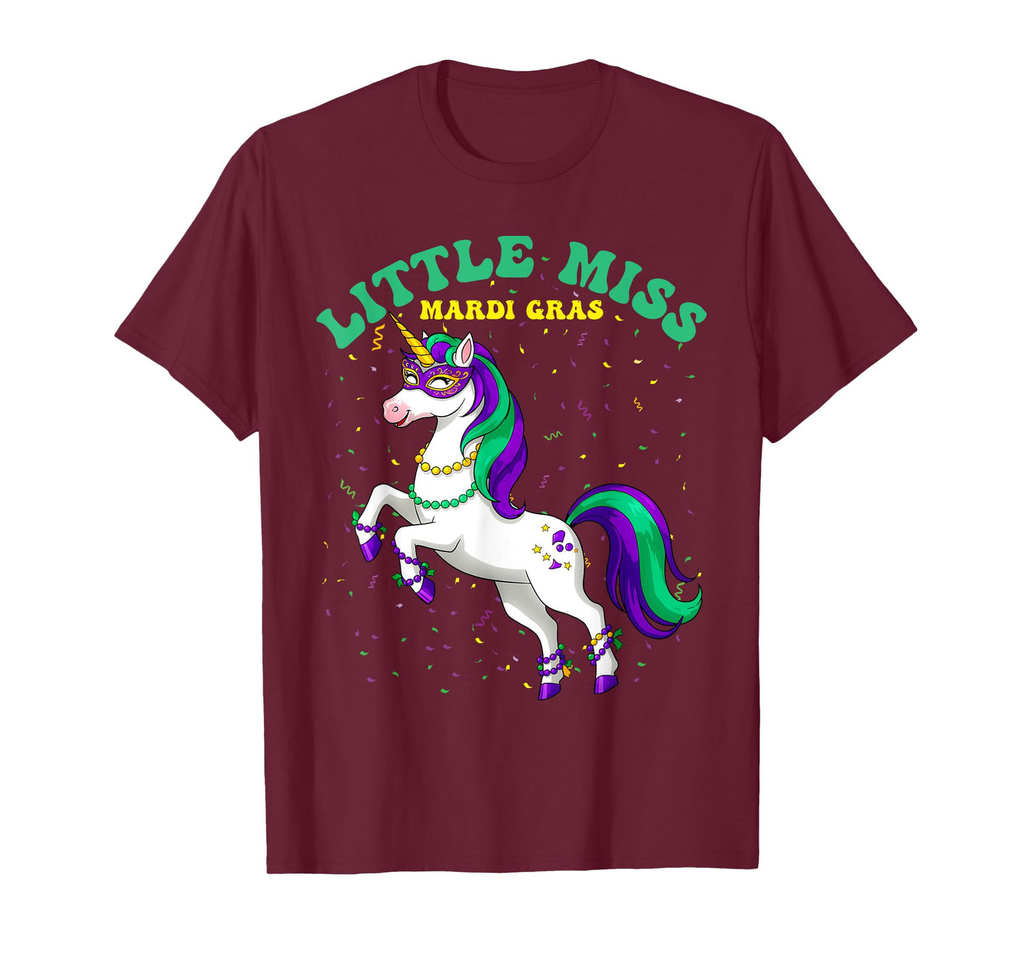 Little Miss Mardi Gras Unicorn Graphic for Women & Girls T-Shirt