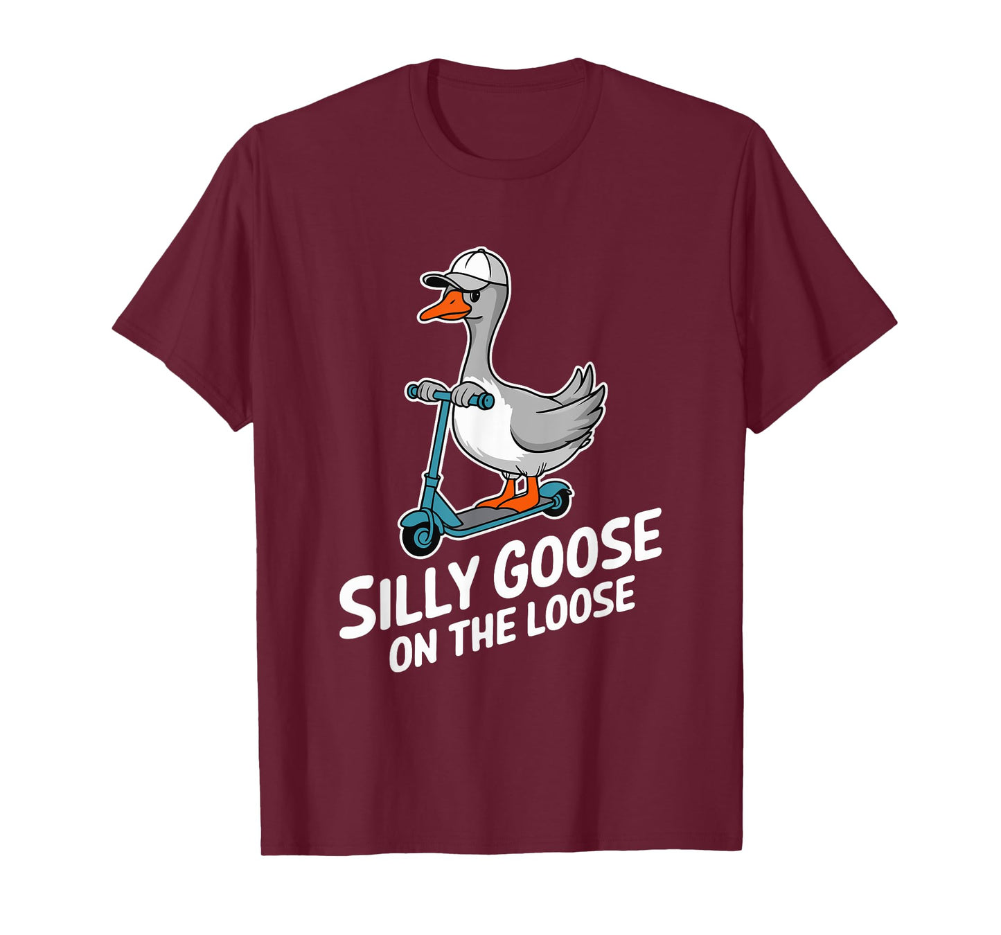 Funny Scooter Silly Goose on the loose Bird Animal Quirky T-Shirt