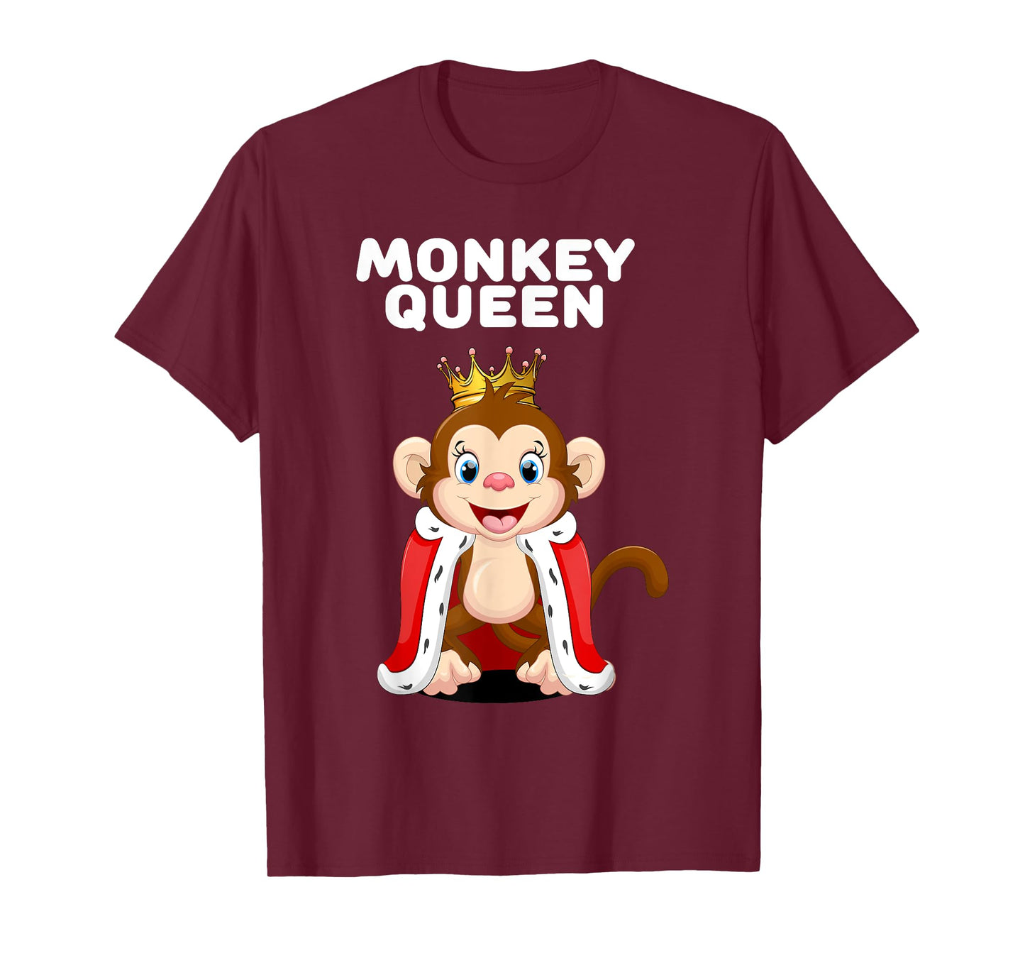 Womens Monkey Shirts for Girls Monkey Queen | Black Cartoon Monkey T-Shirt