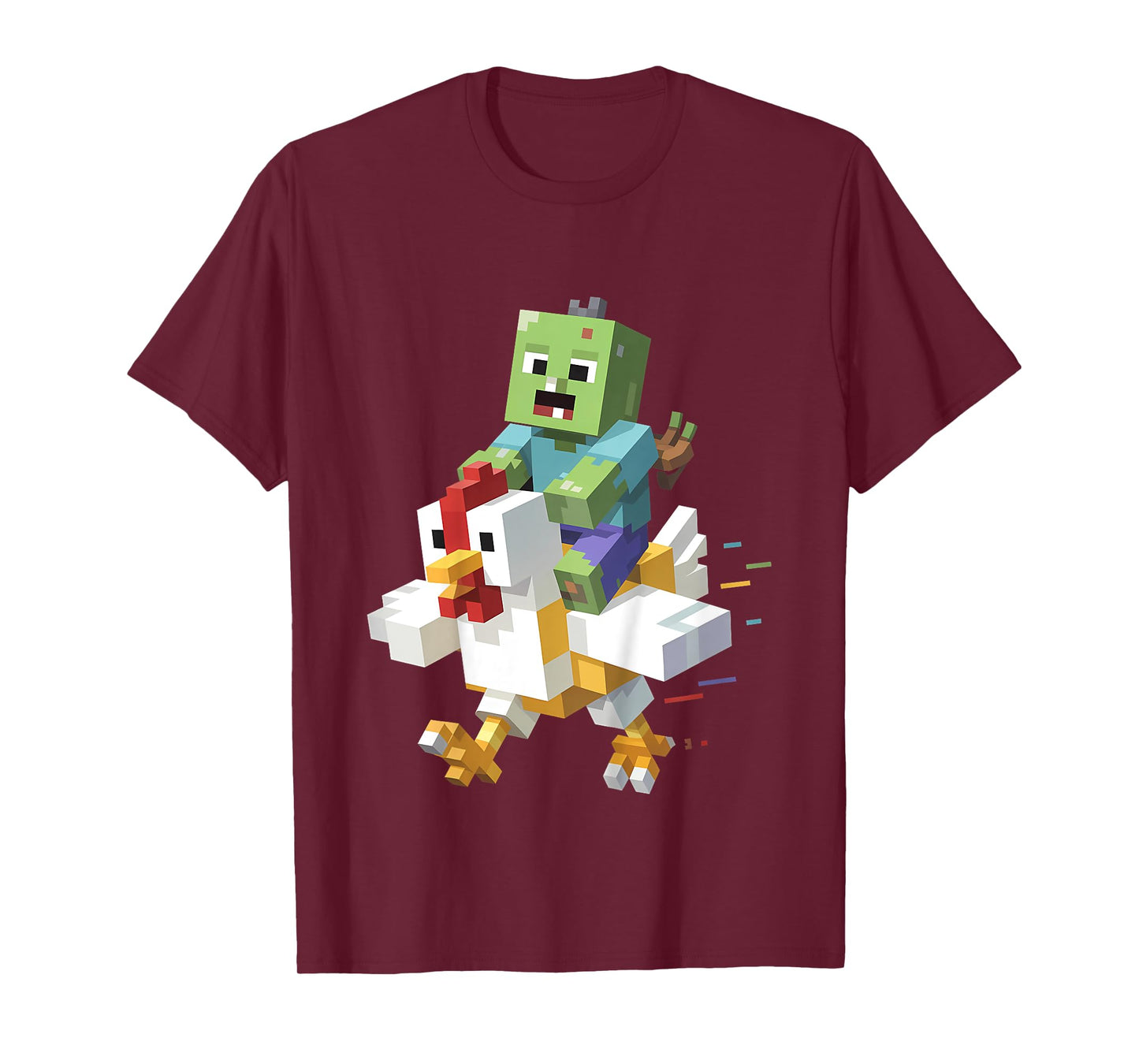 Kids Jock Chicken Shirt Pixel Art Gamer Zombie Boys Kids Funny T-Shirt