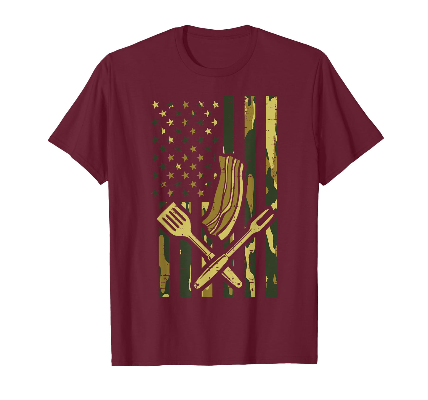Camo US Flag Bbq Meat Grill Barbecue Patriot Men Women Kids T-Shirt