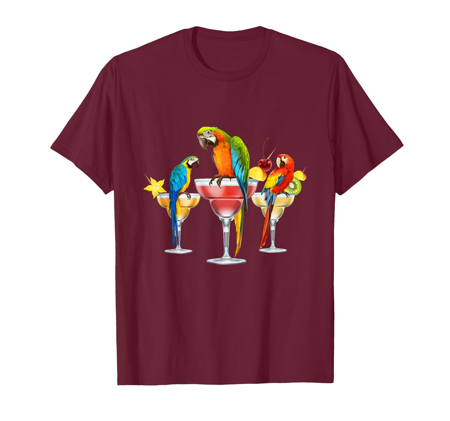 Parrots Drinking Margarita Tropical Birds Vacation Hawaiian T-Shirt